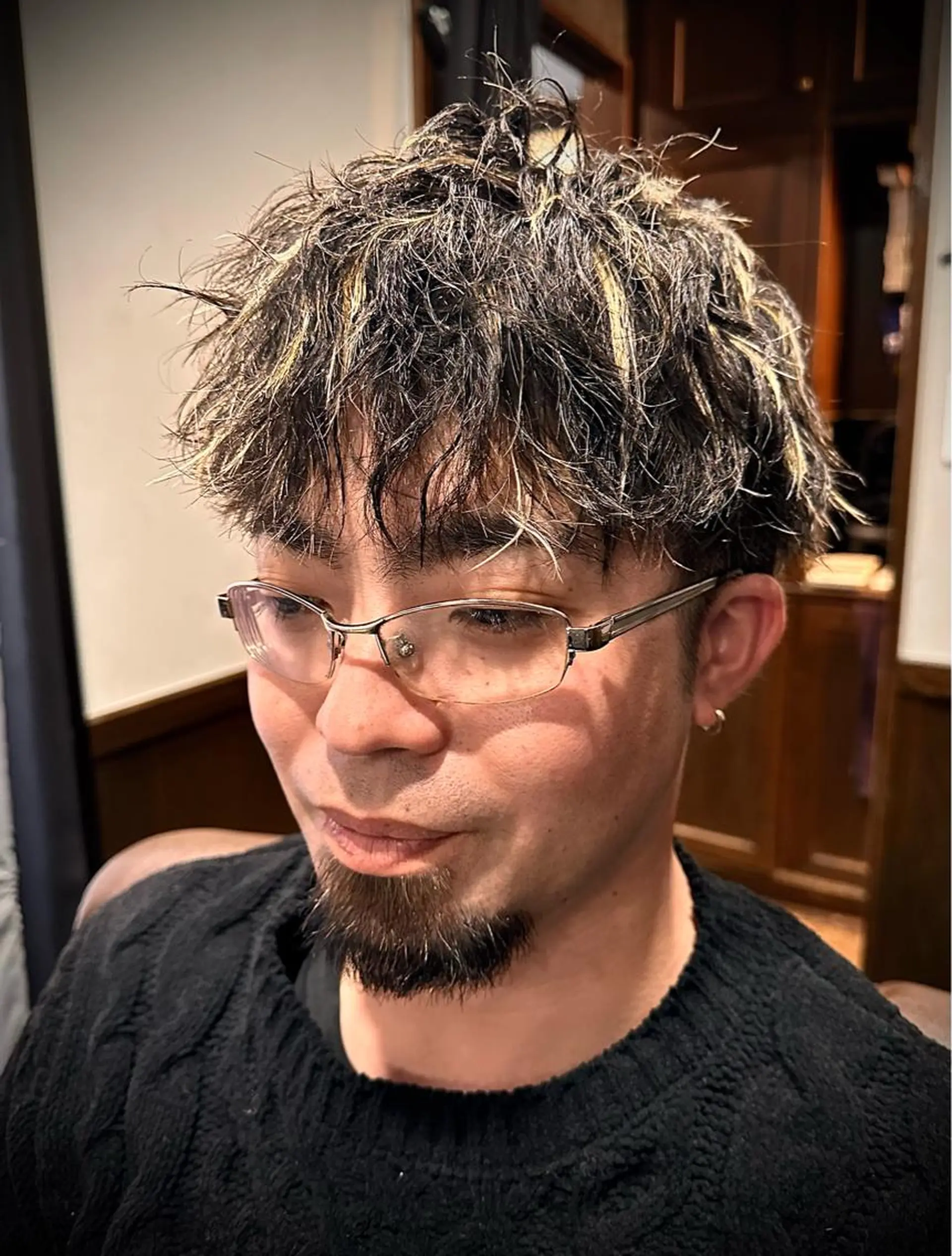 ミディアム カラー パーマ メンズ メンズメッシュ メッシュ ヒロ銀座/大槻 湧也のヘアスタイル