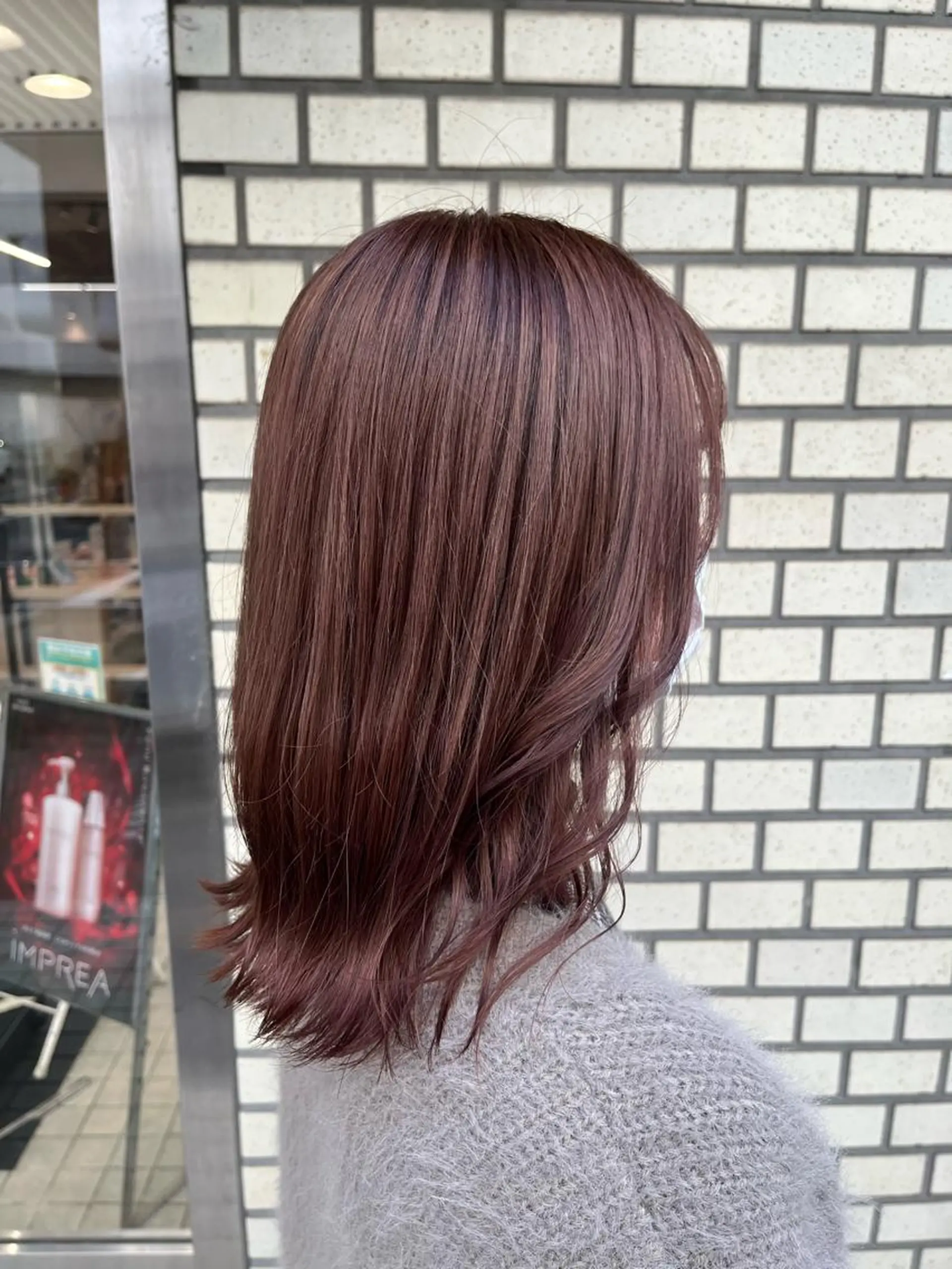 ミディアム カラー ブラウンカラー ピンクカラー ピンクブラウン ヘアカラー トリートメント おおや みゆのマツエク・マツパデザイン