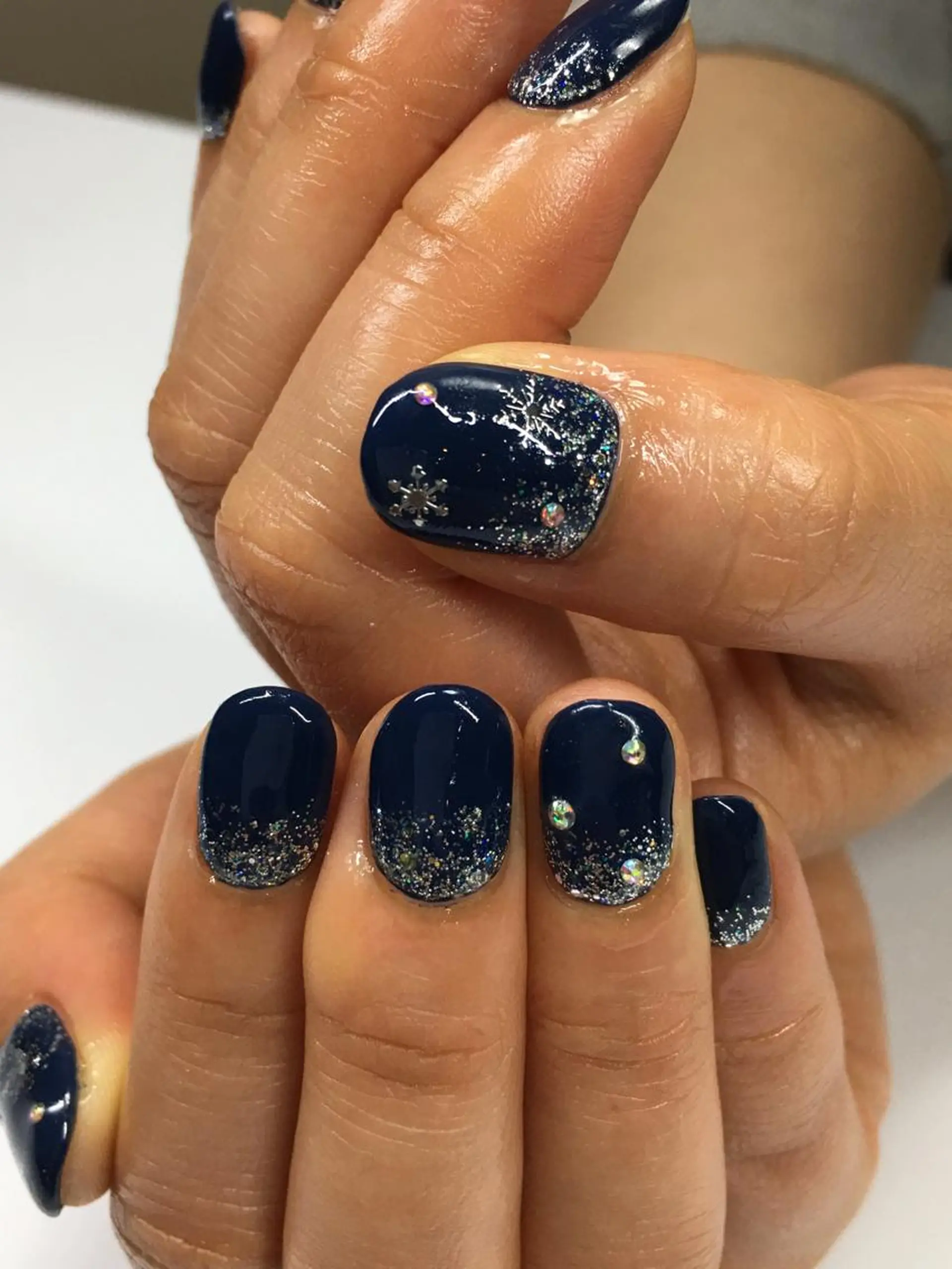 ネイル ネイビー シルバー glow_ nailのネイルデザイン