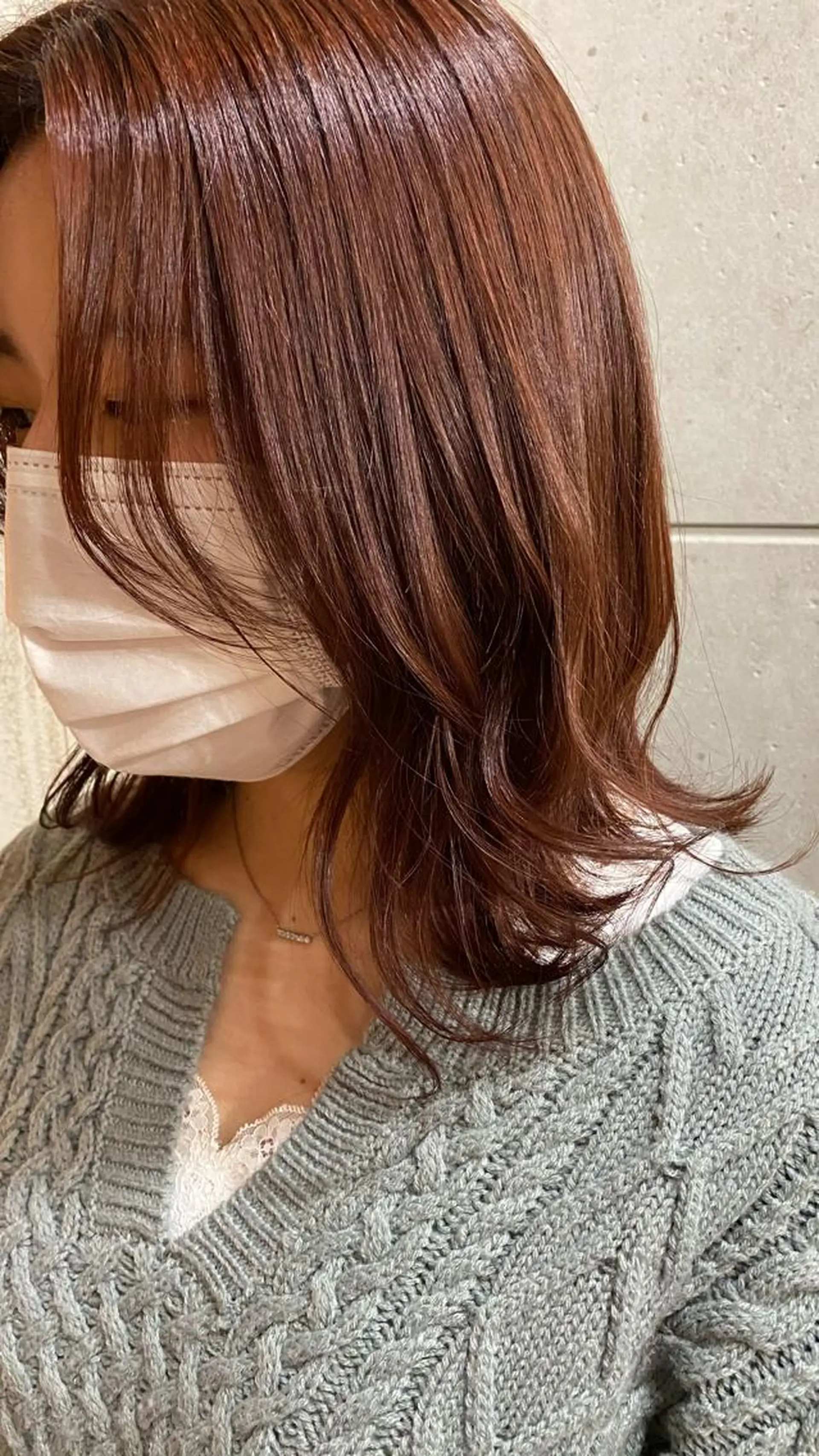 ミディアム ピンクブラウン 中尾 未来/艶カラー /カットモデルのヘアスタイル