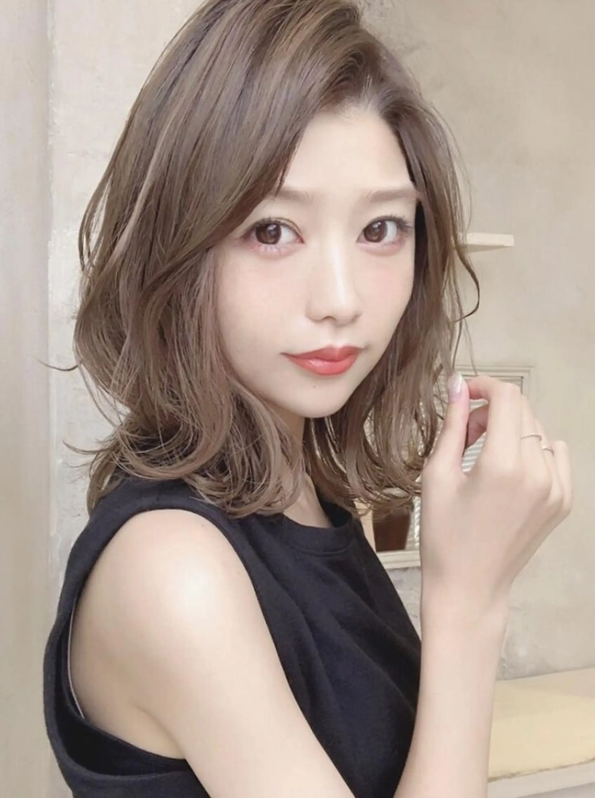 ロング カラー ヘアアレンジ カット 顔まわり似合わせ 久保田せなのヘアスタイル