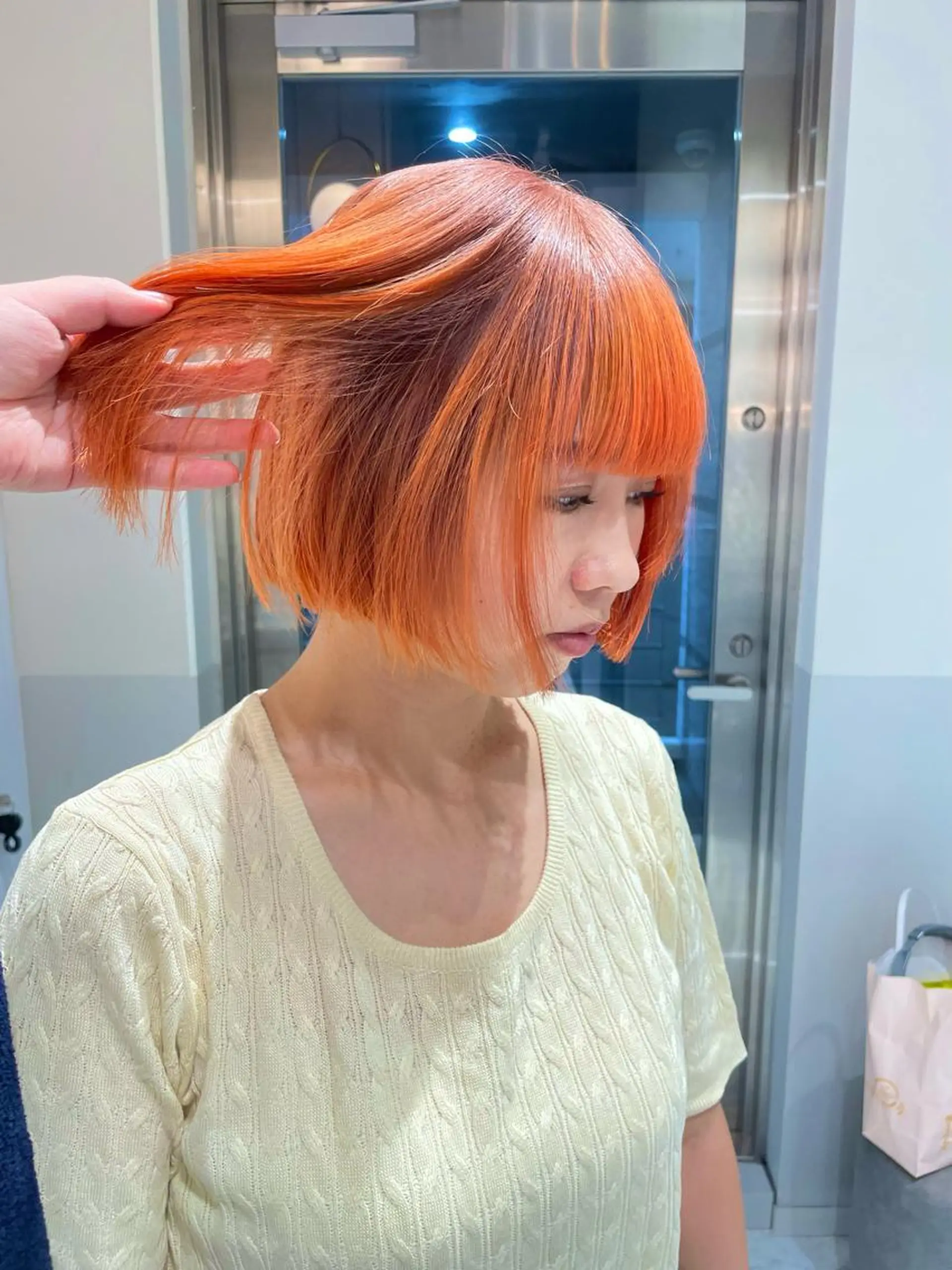 ショート カラー ヘアアレンジ デザインカラー カット ヘアカラー satsuki ito/暖色、パーマのヘアスタイル