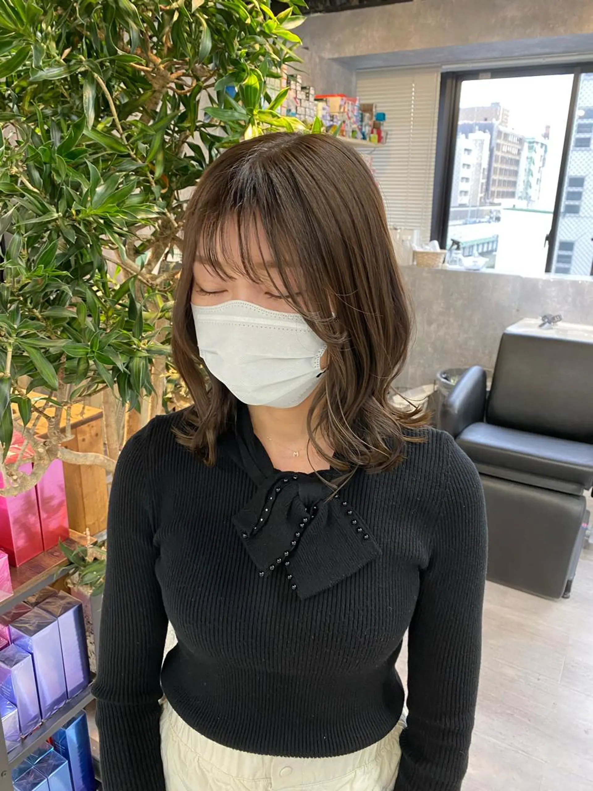 ミディアム ボブ 髪質改善 韓国風ヘア レイヤーカット トリートメント 【.ico】心斎橋 飛田ゆうきのヘアスタイル