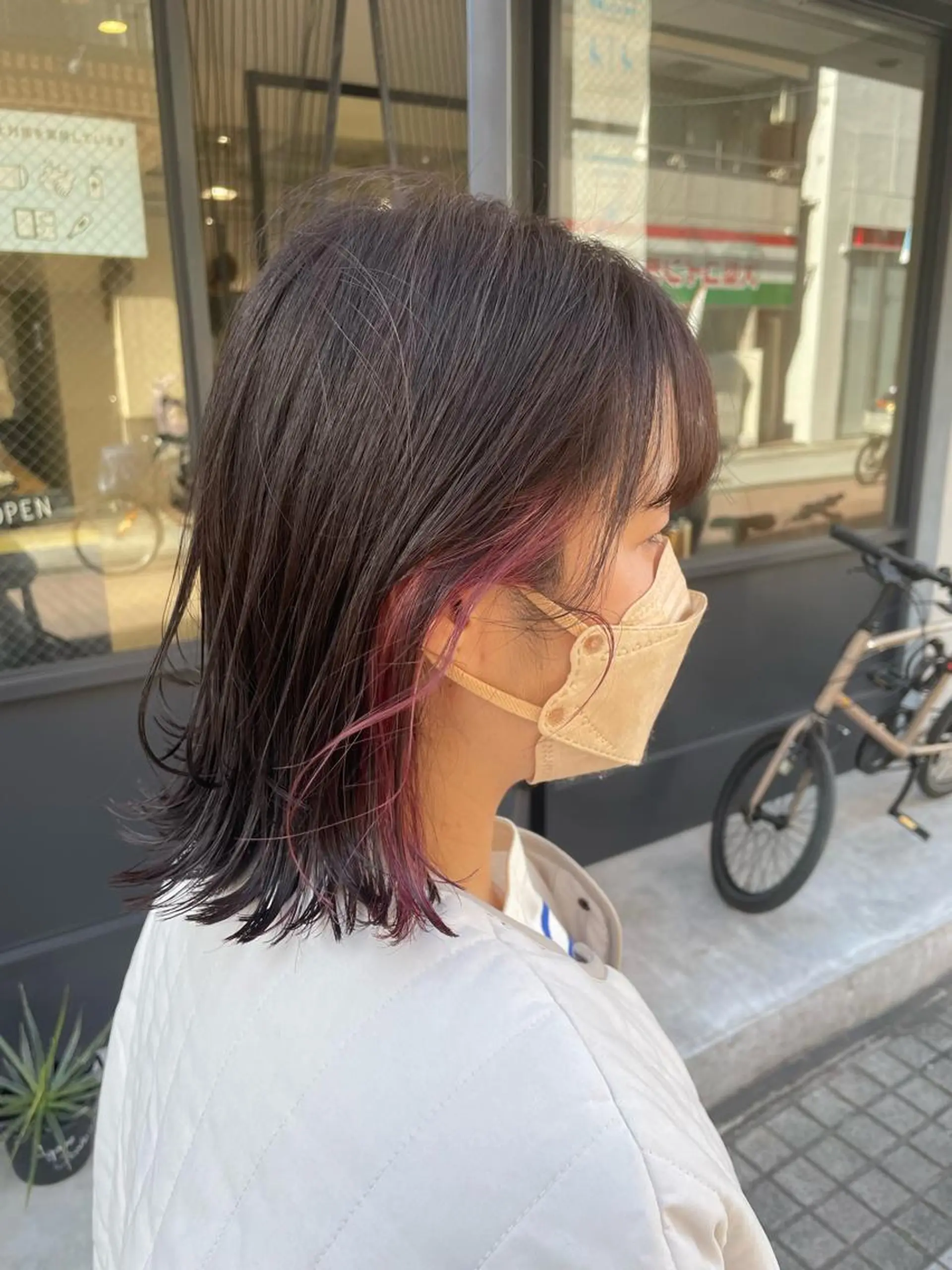 ミディアム カラー 暖色カラー🍊 ボブ🌿顔周りcutのヘアスタイル