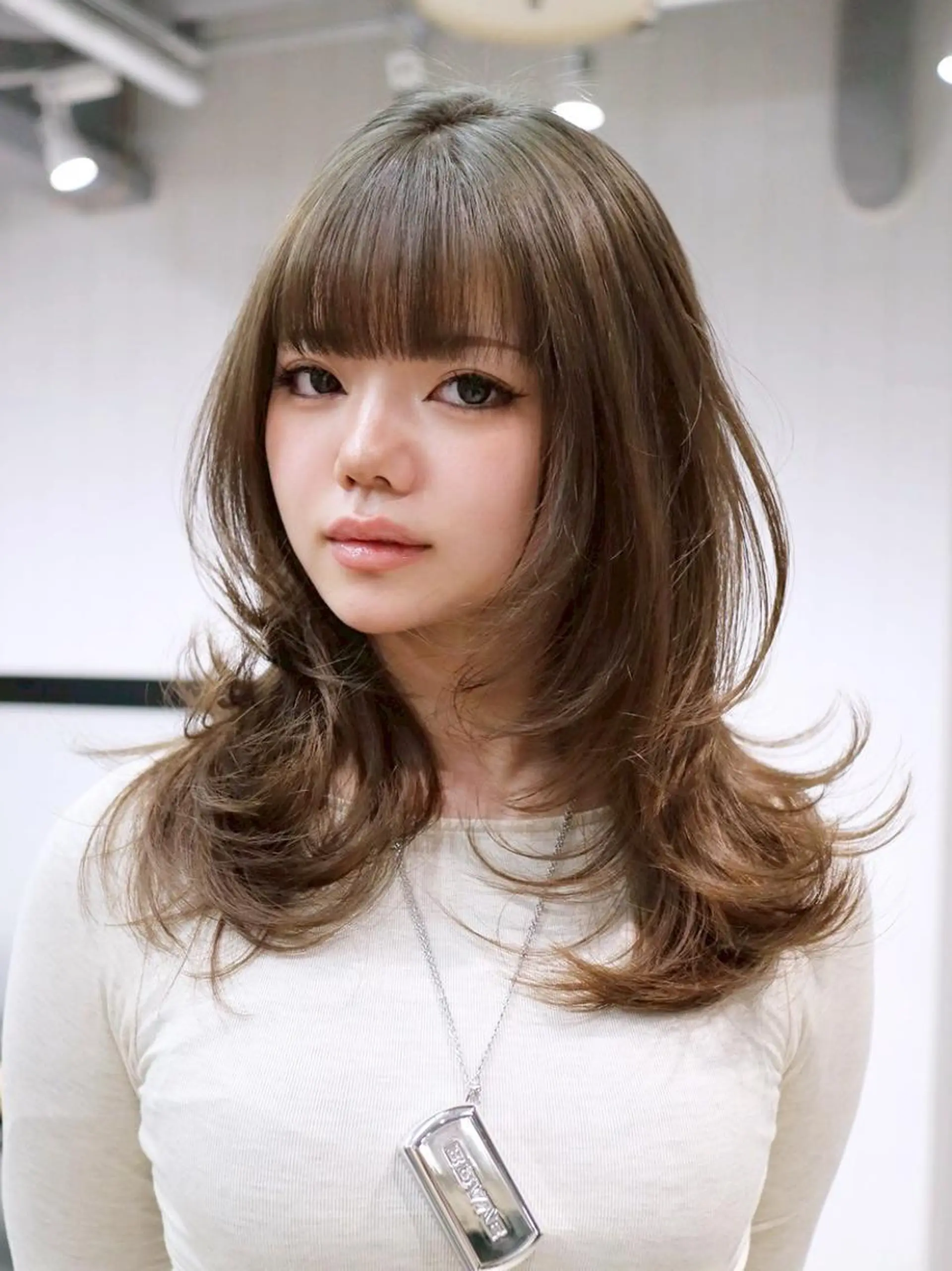 カラー セミロング くびれヘア 顔まわりレイヤー 顔周りカット レイヤーカット ウルフカット カット ヘアカラー トリートメント ITbyALBUM 中野店のヘアスタイル