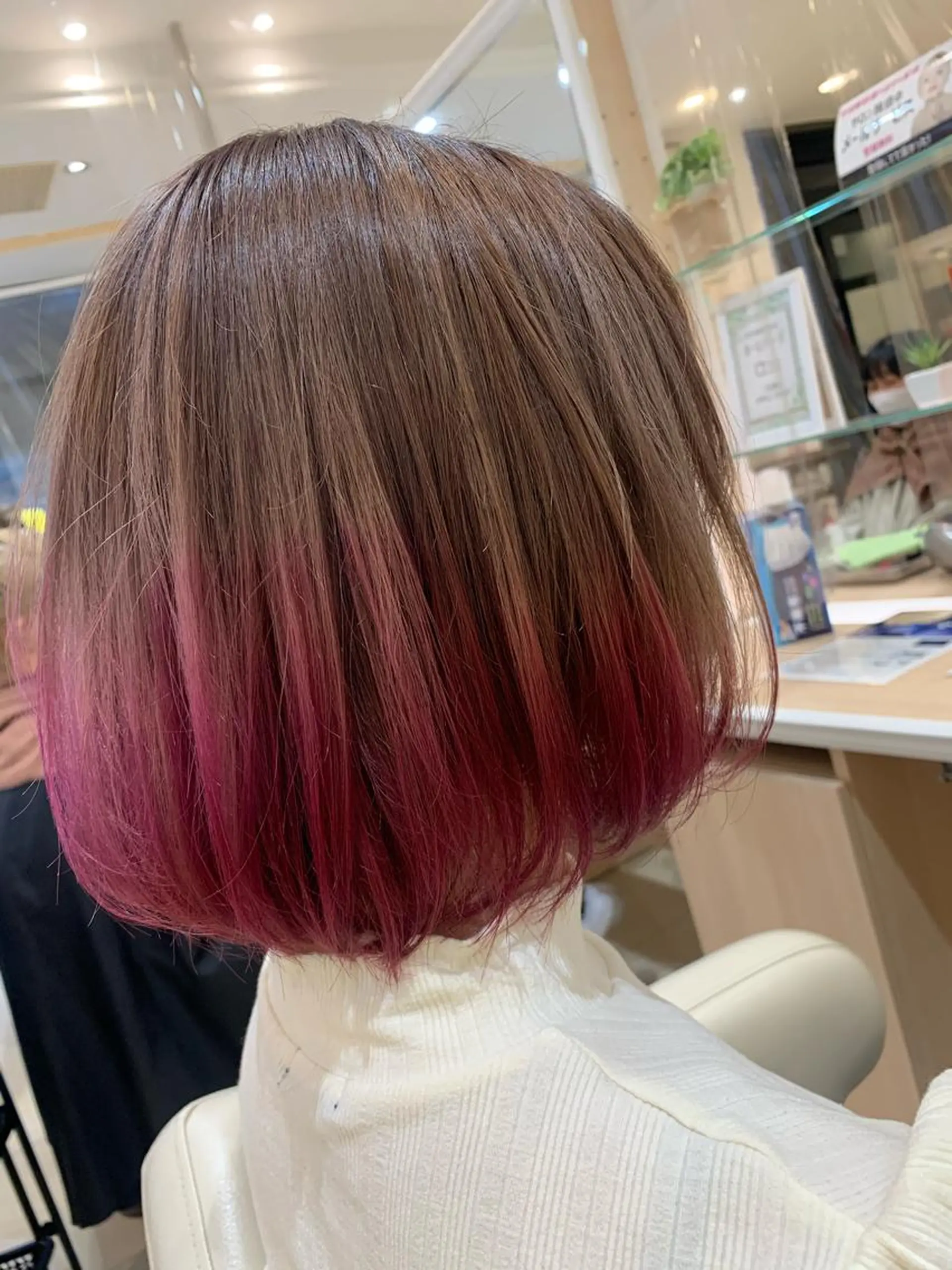 ミディアム カラー ピンクカラー IwAsh中山所属・✂︎中山ブリーチ・ パーマ✂︎露木智也のヘアスタイル