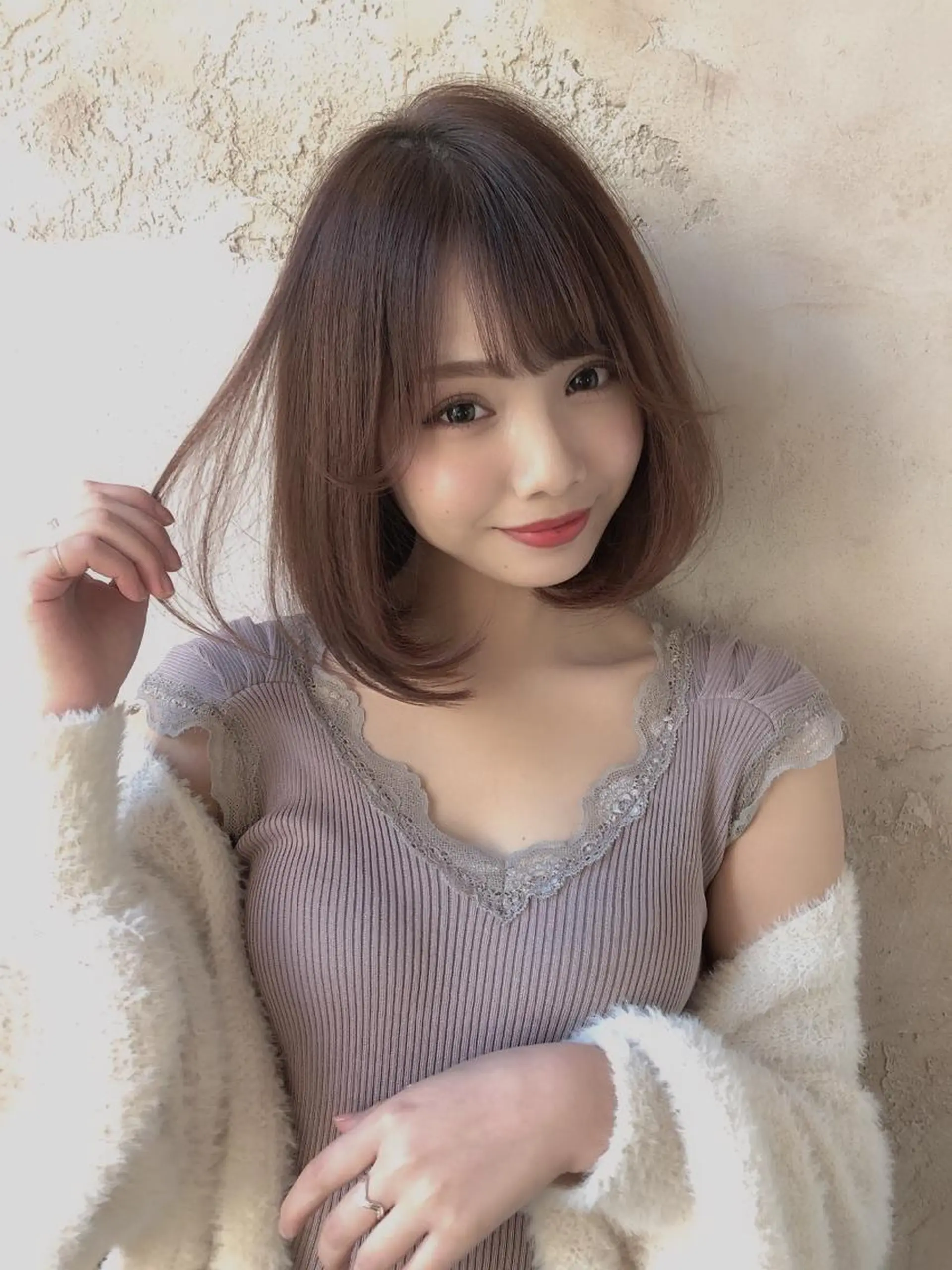 ミディアム ボブ カット ヘアカラー トリートメント 代表山口ひな 髪質改善のプロのヘアスタイル