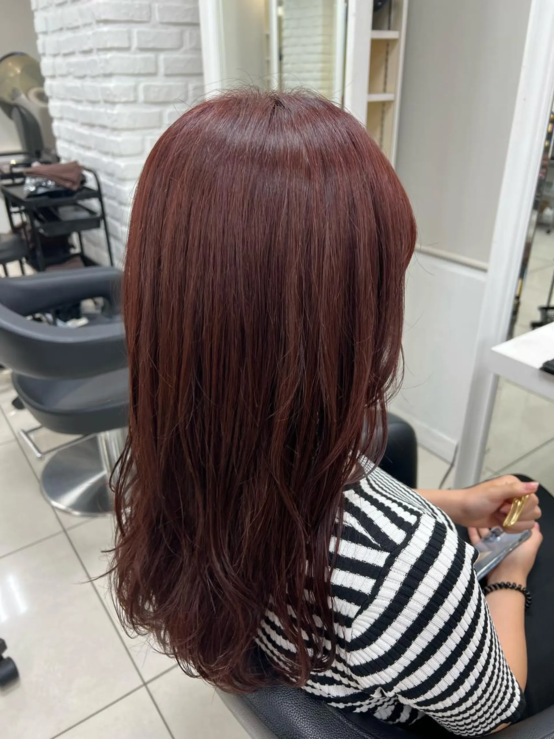 セミロング カラー ブリーチ ブリーチなしカラー レッドカラー ヘアカラー トリートメント 【暖色カラー特化】 中山由梨のヘアスタイル