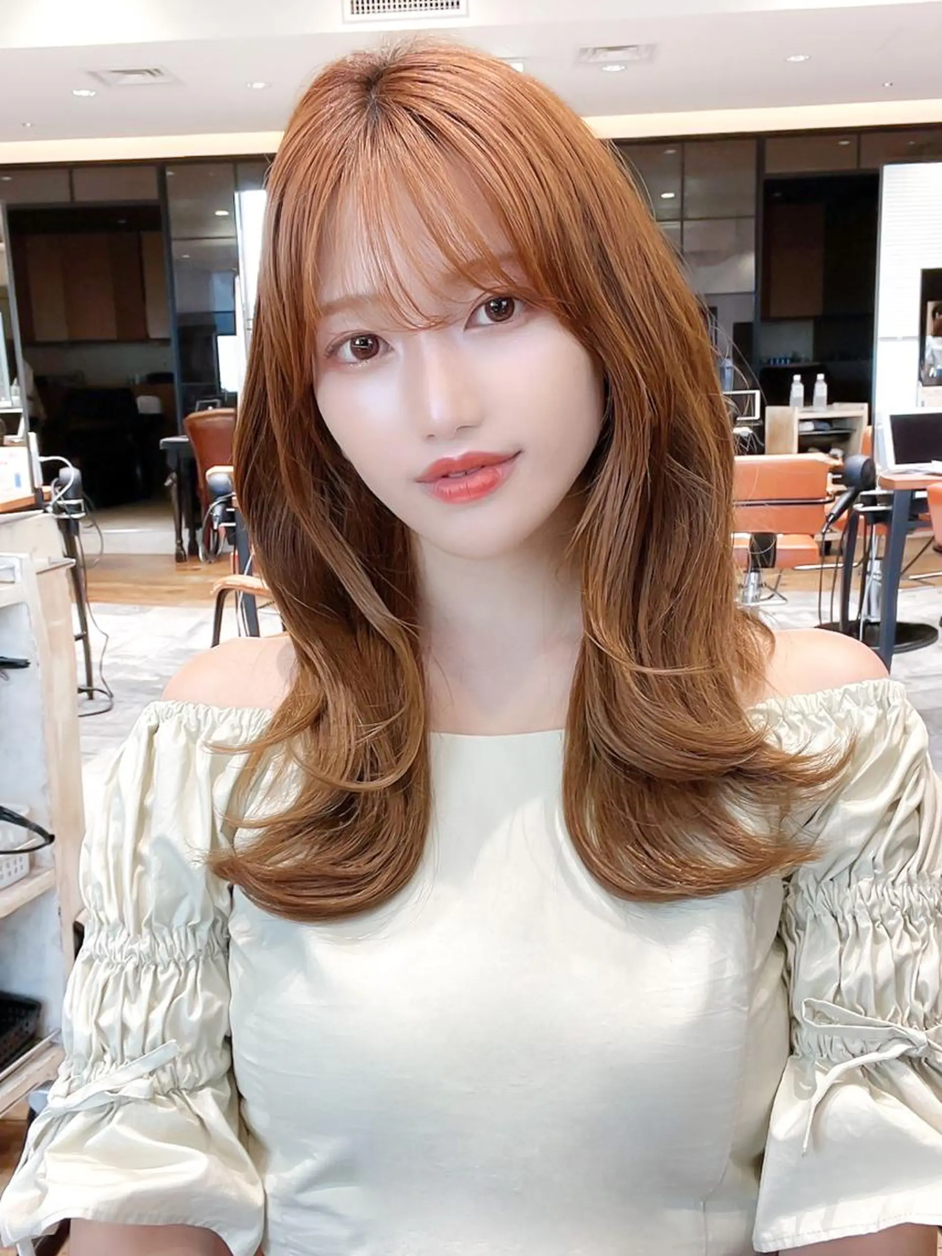 セミロング カラー ベージュカラー ブラウンカラー ブラウンベージュ くびれヘア 顔周りカット カット ヘアカラー トリートメント 顔周り/くびれヘア 韓国ヘア💕風間るなのヘアスタイル