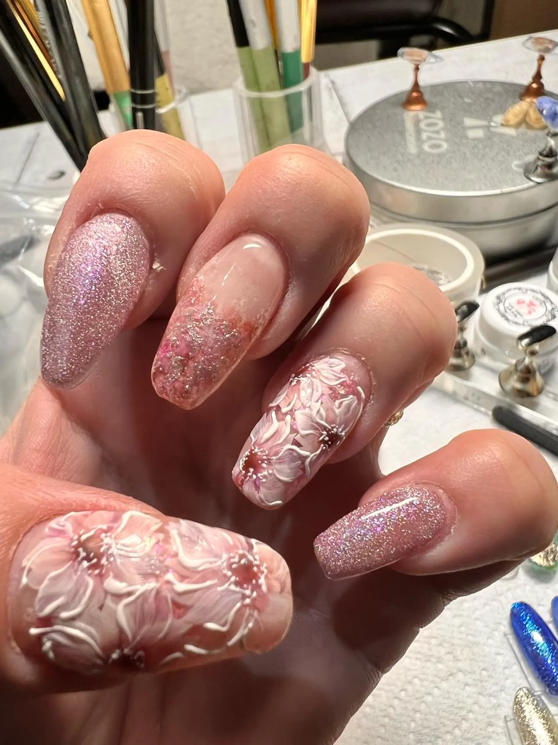 ネイル フラワーネイル 春ネイル ハンドネイル たきぐち みちこのネイルデザイン