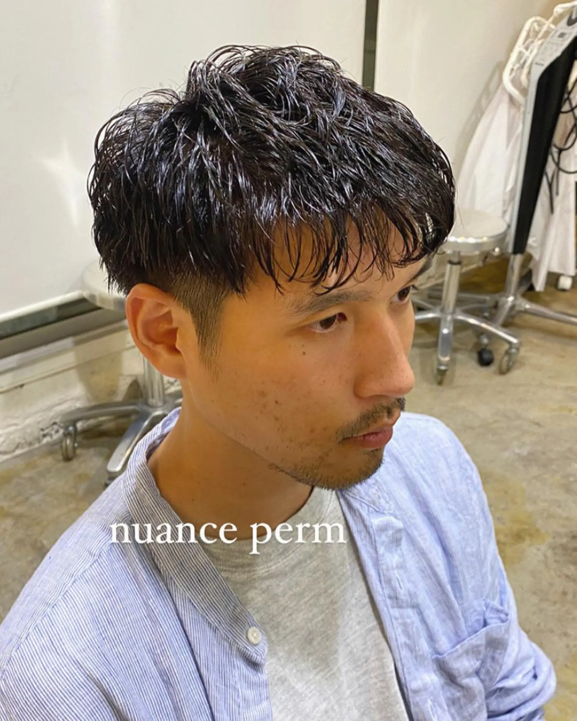 ショート パーマ メンズ メンズパーマ ニュアンスパーマ カット パーマ トリートメント ボブ/透明感カラー /サナ🌼のヘアスタイル