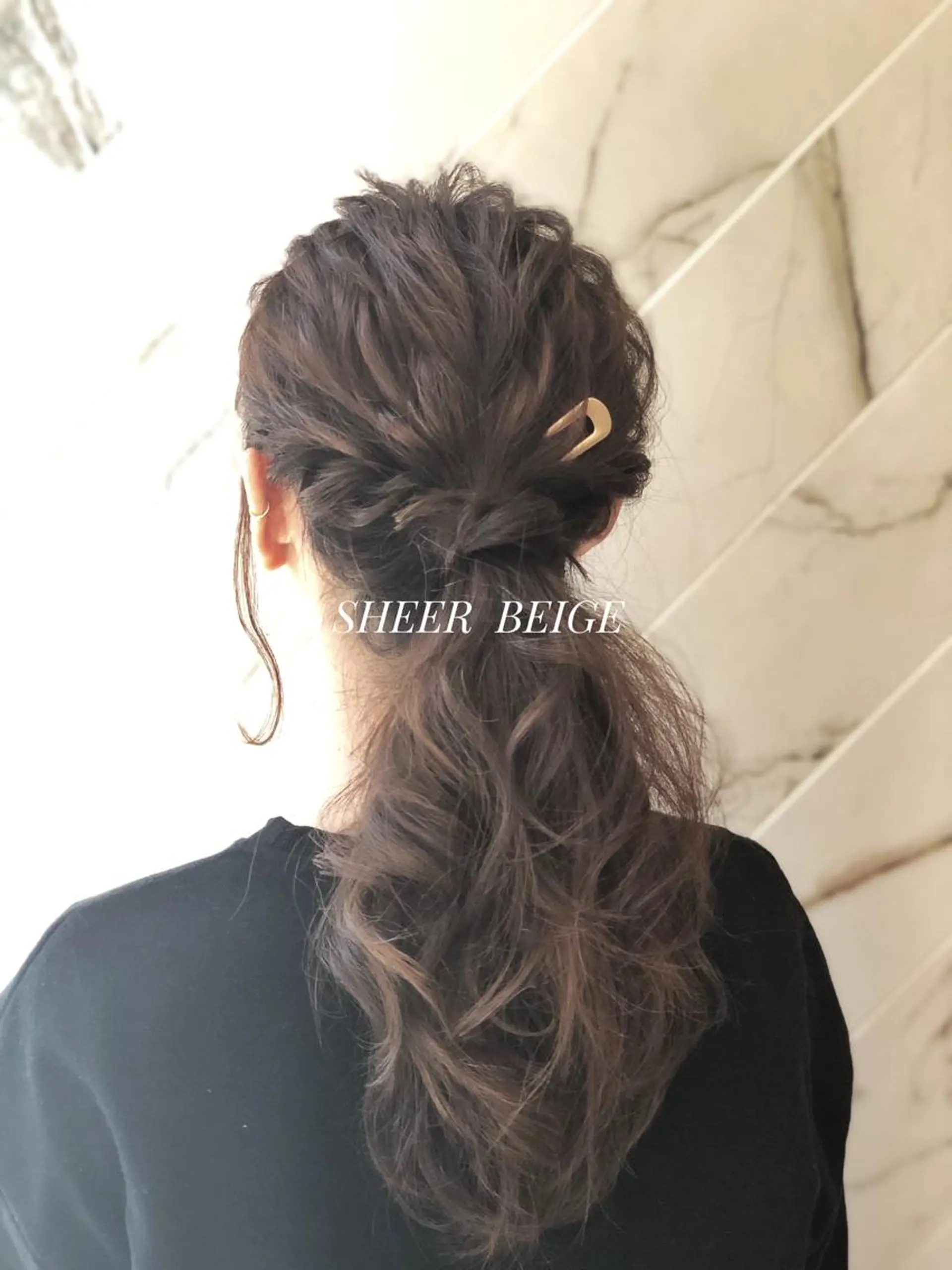 セミロング カラー ヘアアレンジ ポニーテール アッシュ 透明感カラー カット ヘアカラー トリートメント ヘッドスパ ✨似合うのその先へ✨ 田中延和のヘアスタイル