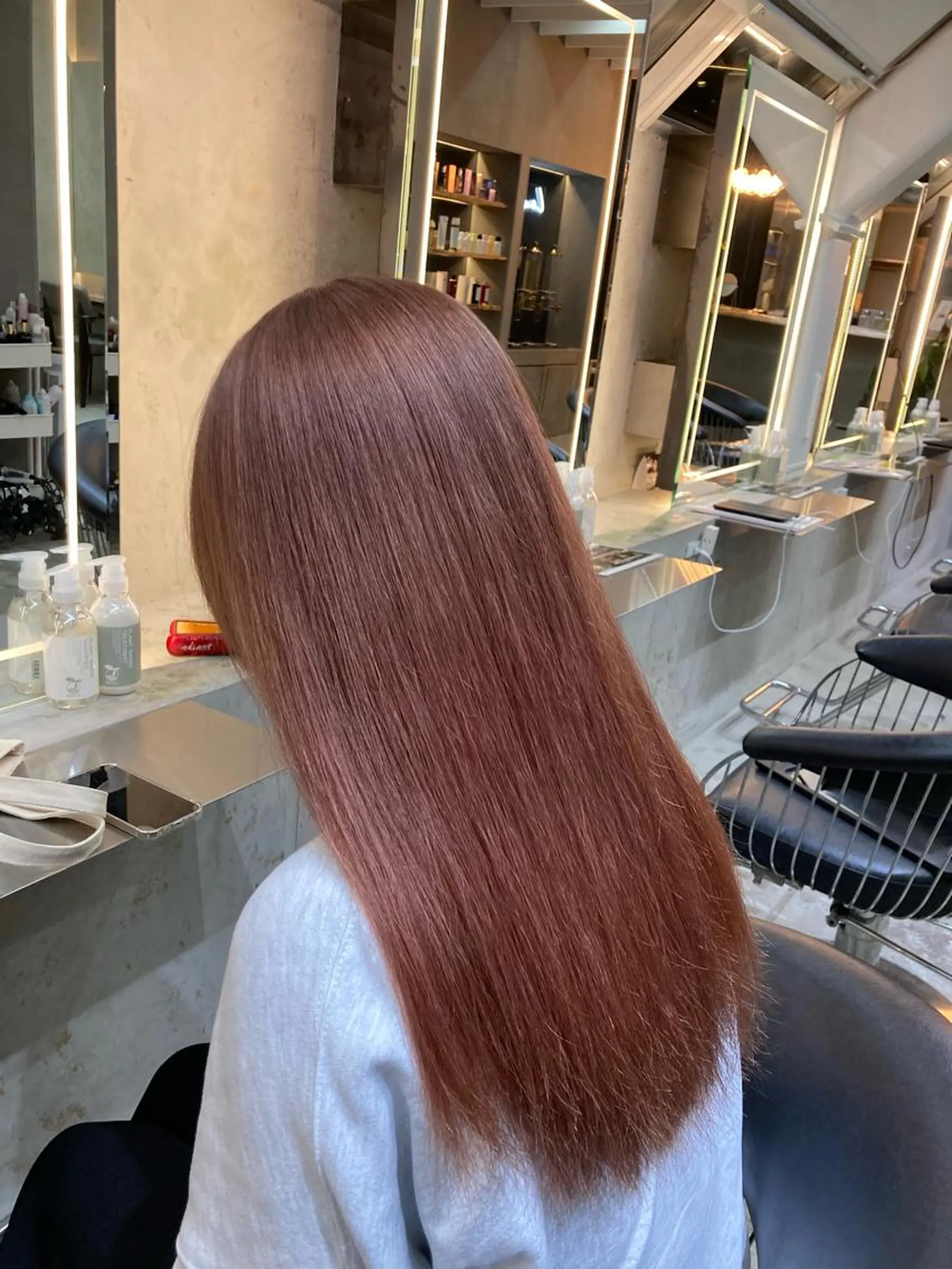 セミロング ピンクブラウン ヘアカラー トリートメント レイヤーカットモデル ショートカット/颯大のヘアスタイル
