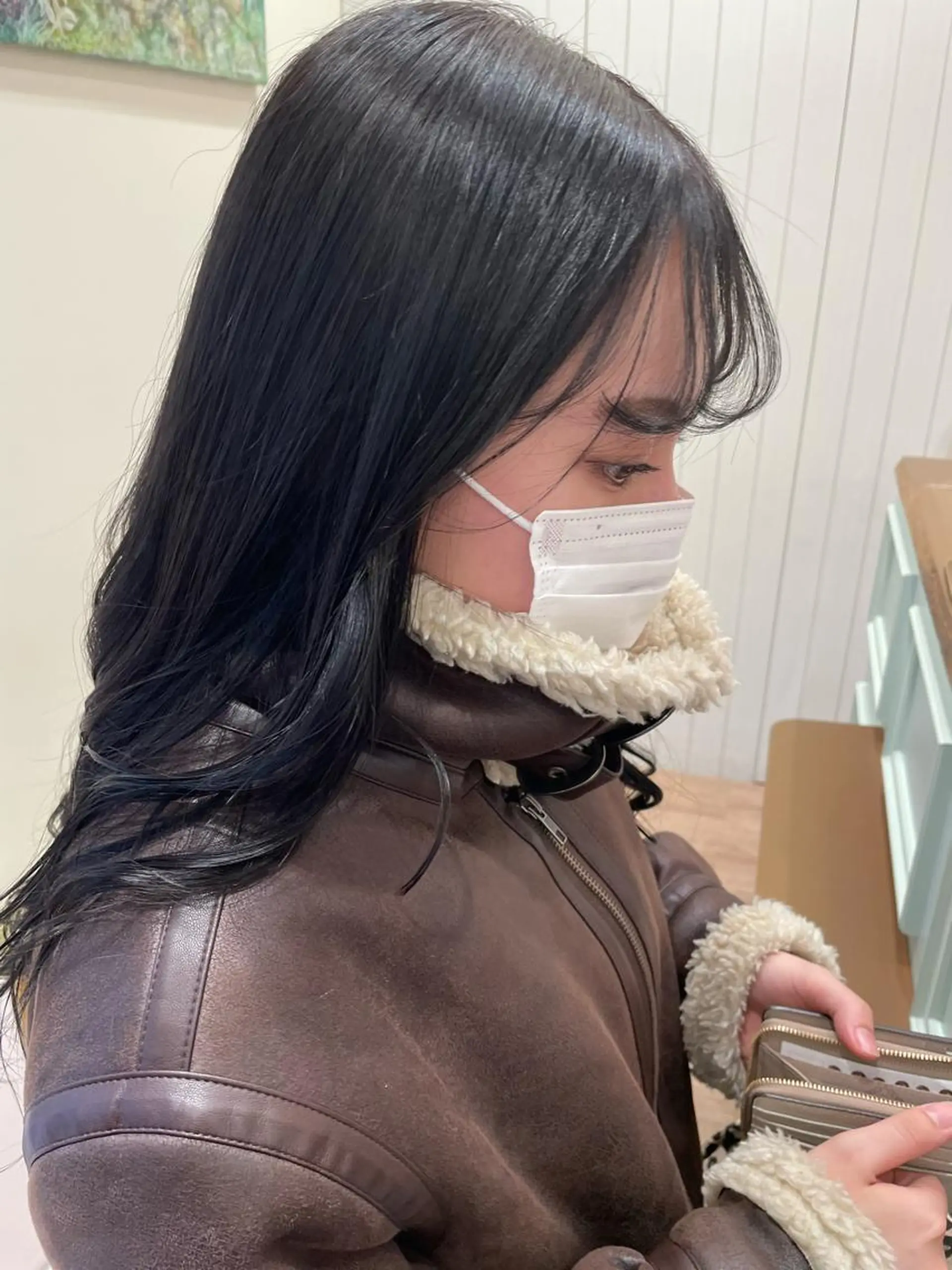 ロング カラー 黒髪 ブルーカラー ブルーブラック ヘアカラー 韓国／大宮／レイヤー 🤍AYA🤍のヘアスタイル