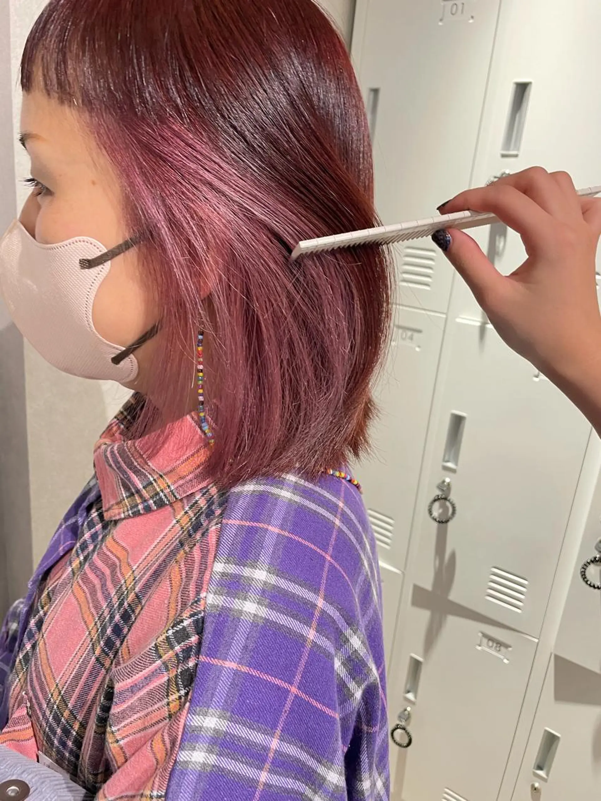 ショート カラー ミストバング イヤリングカラー  フェイスフレーミング ヘアカラー ナチュラル透明感🌱 小山美樹子のヘアスタイル