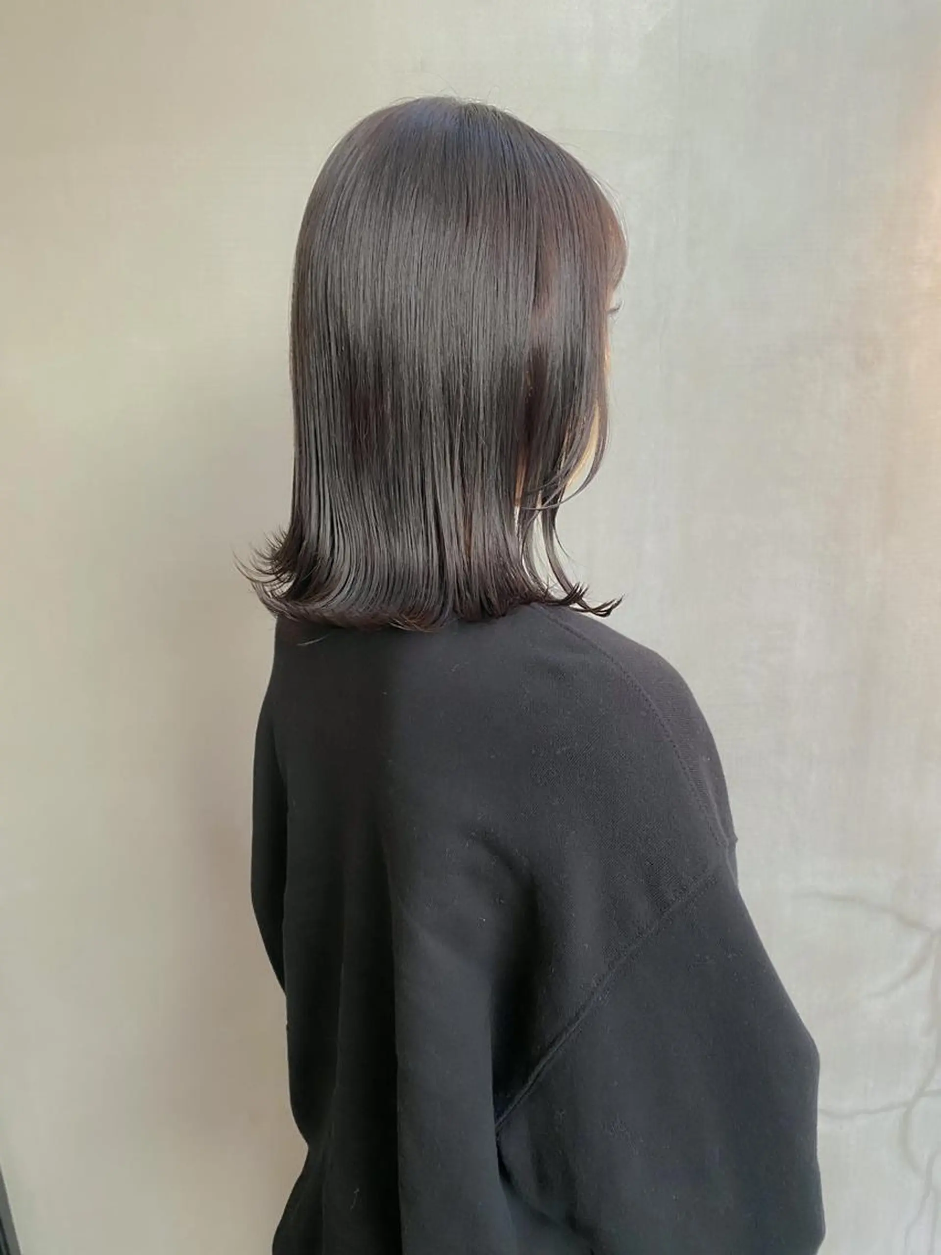 ミディアム カラー ベージュカラー オリーブグレー オレンジ 板谷みさき /艶ボブ/藤沢美容室のヘアスタイル