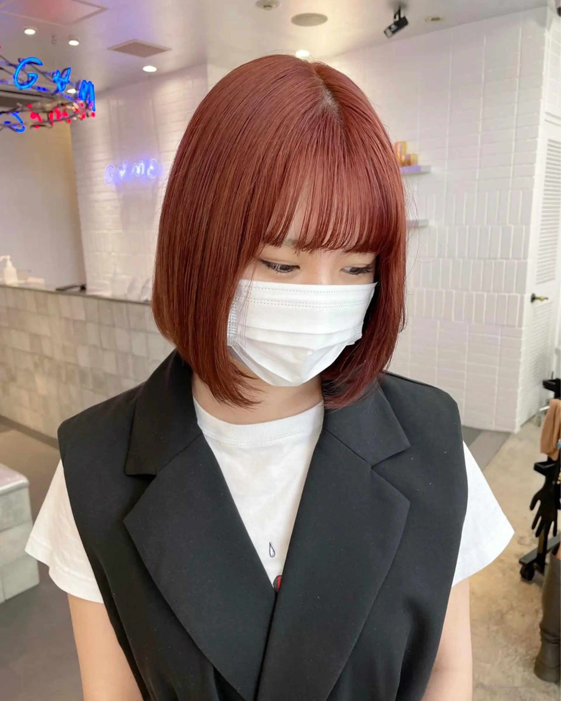 ショート カラー ヘアアレンジ ベージュカラー ピンクカラー ピンクベージュ ヘアカラー トリートメント ボブ×柔らかいカラー 🩰misaki𓍼のヘアスタイル