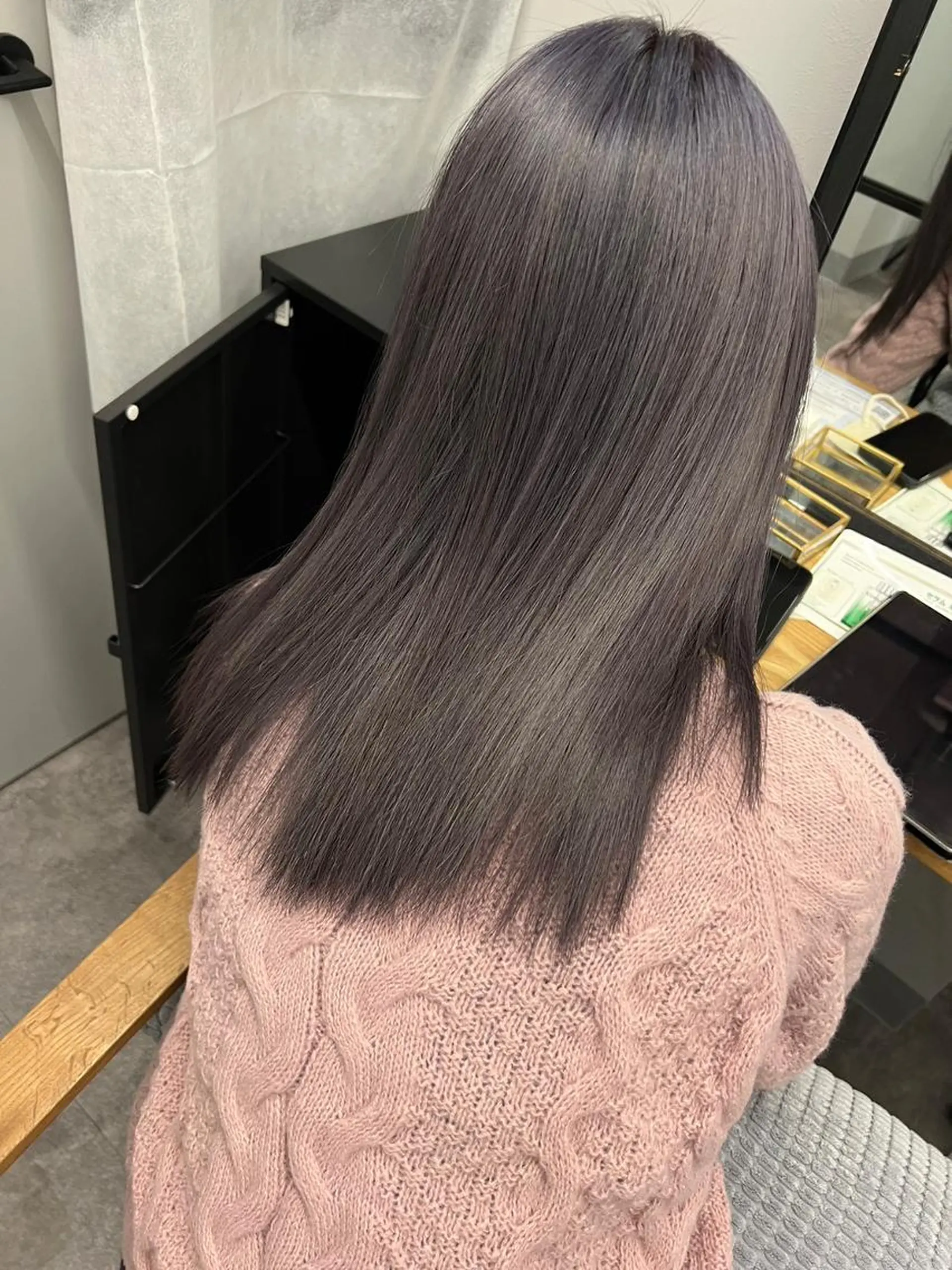 ロング カラー バレイヤージュ ブリーチ ケアブリーチ ダブルカラー グレージュ N° aria 三軒茶屋のヘアスタイル