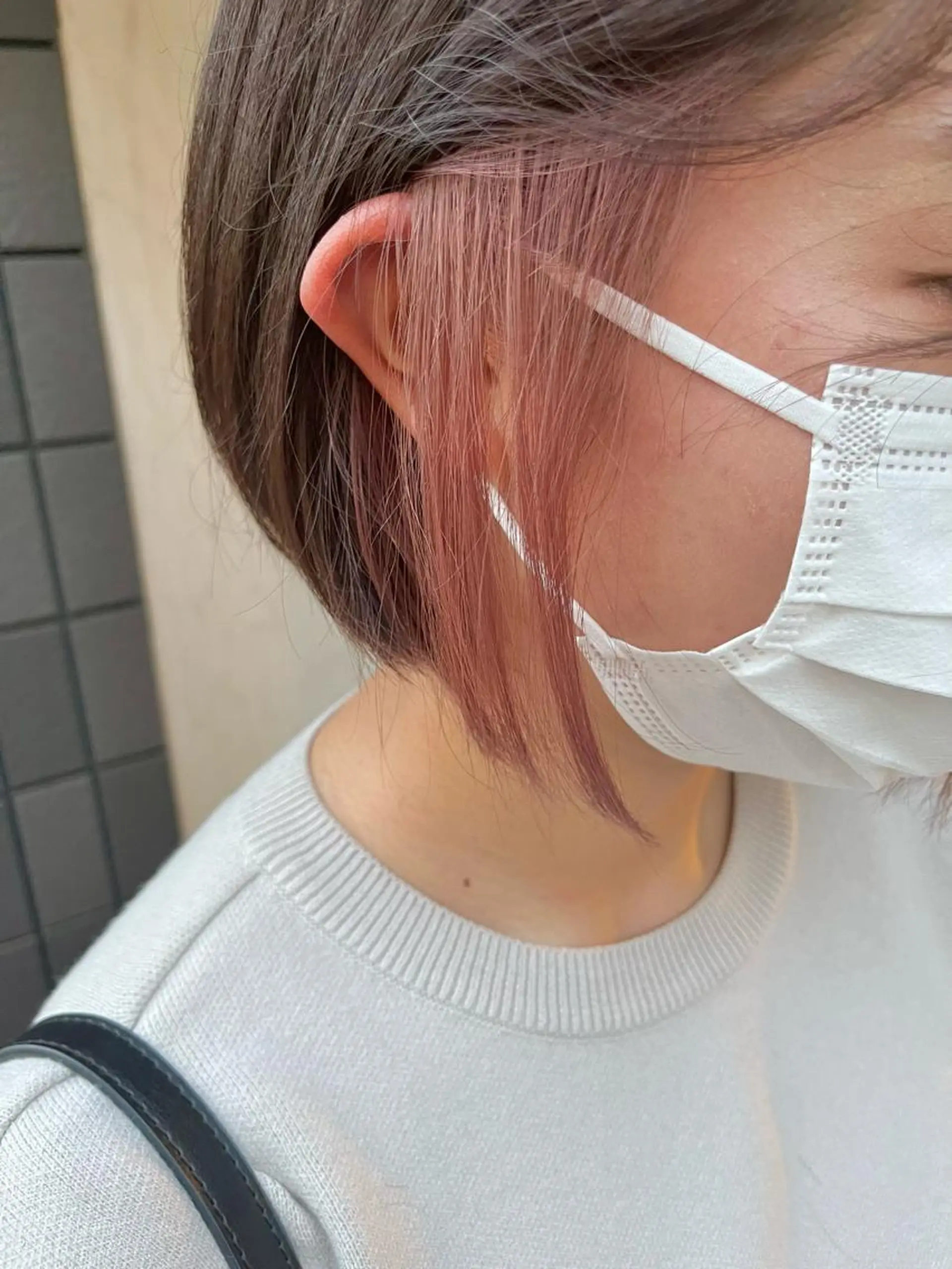 ショート カラー ベージュカラー ピンクカラー ピンクベージュ ヘアカラー FUJINO RYOのヘアスタイル