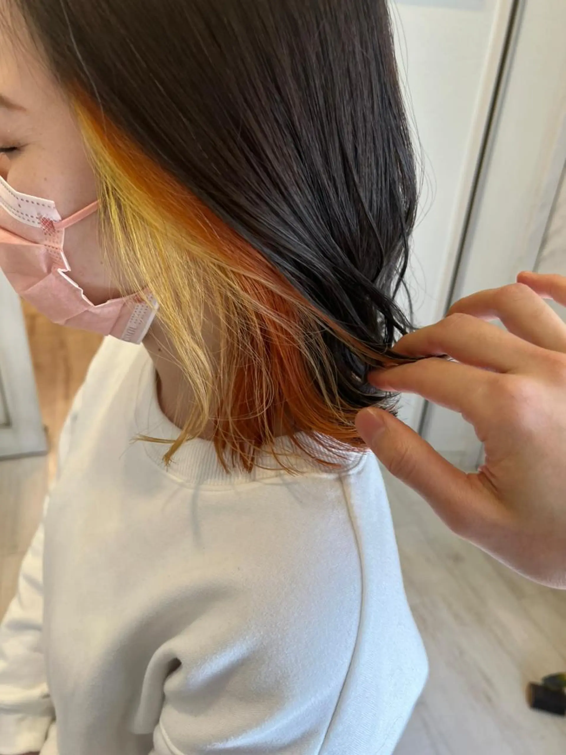 ミディアム パーマ カラー ミディアムパーマ アディクシーカラー アッシュ バレイヤージュ ミストバング カット ヘアカラー 縮毛矯正 【N°deseo】 吉祥寺のヘアスタイル