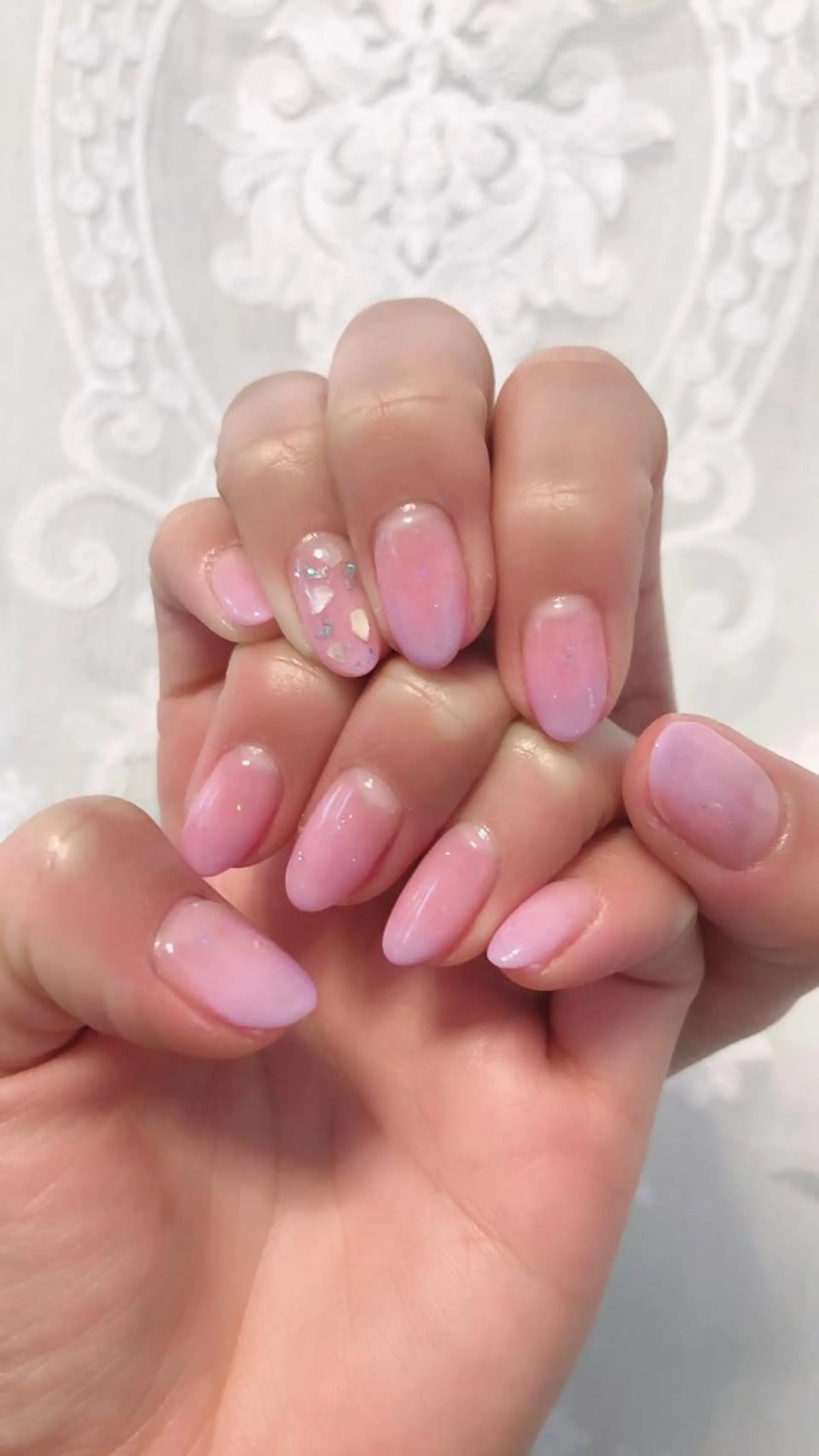 ネイル アートネイル ブルー ダブルフレンチ フレンチネイル ジェルネイル 森田(傅) 霞のネイルデザイン