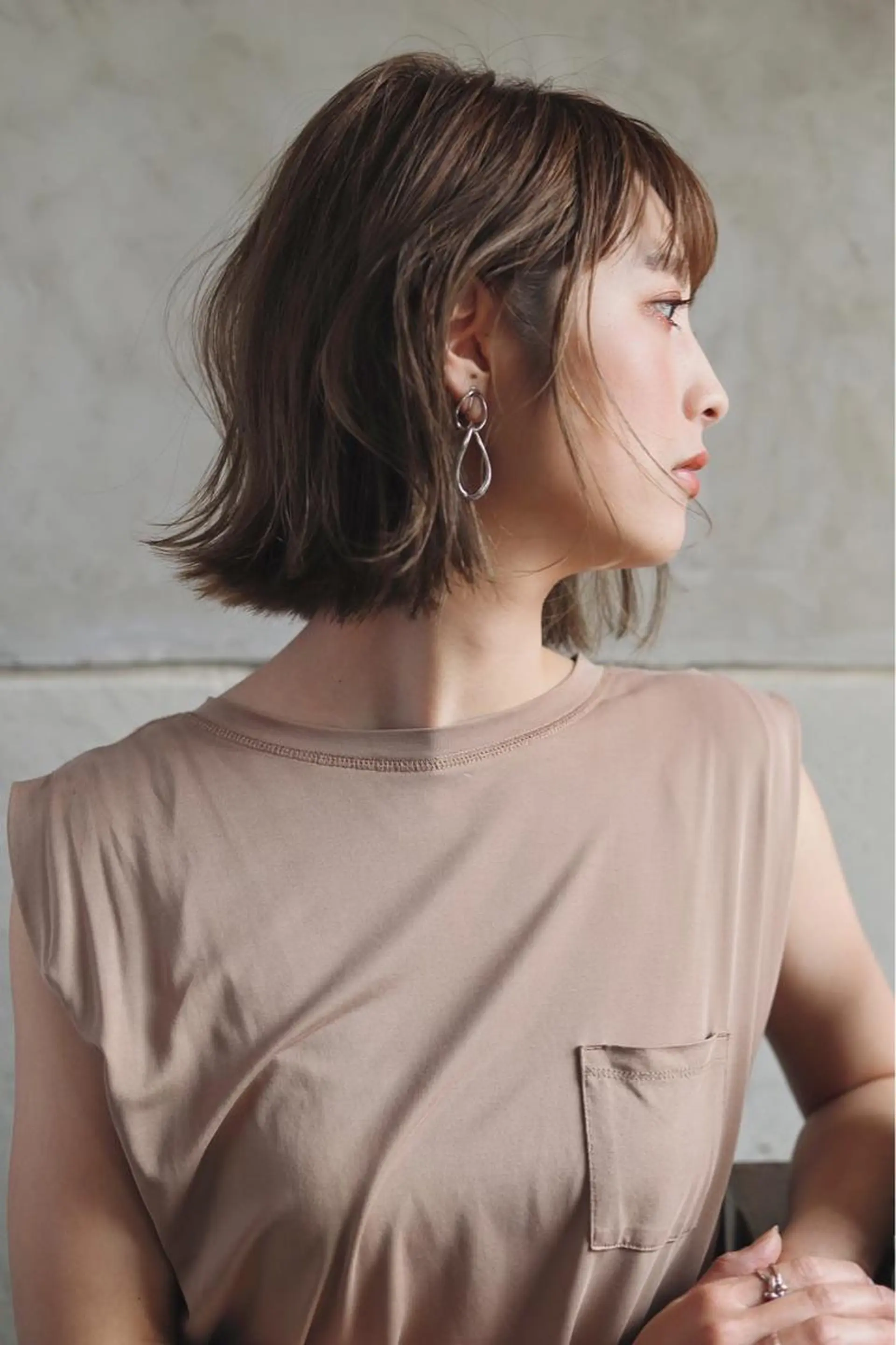 ミディアム カラー カット ヘアカラー トリートメント 落合 妙佳のヘアスタイル