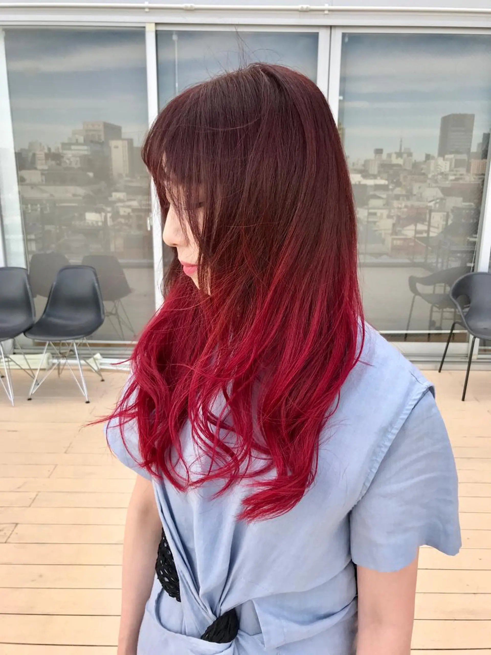 ロング カラー ブラウンカラー ピンクカラー ピンクブラウン レッドカラー カット ヘアカラー トリートメント Le'a渋谷所属・インナーエクステ渋谷 🦋KAJIのヘアスタイル