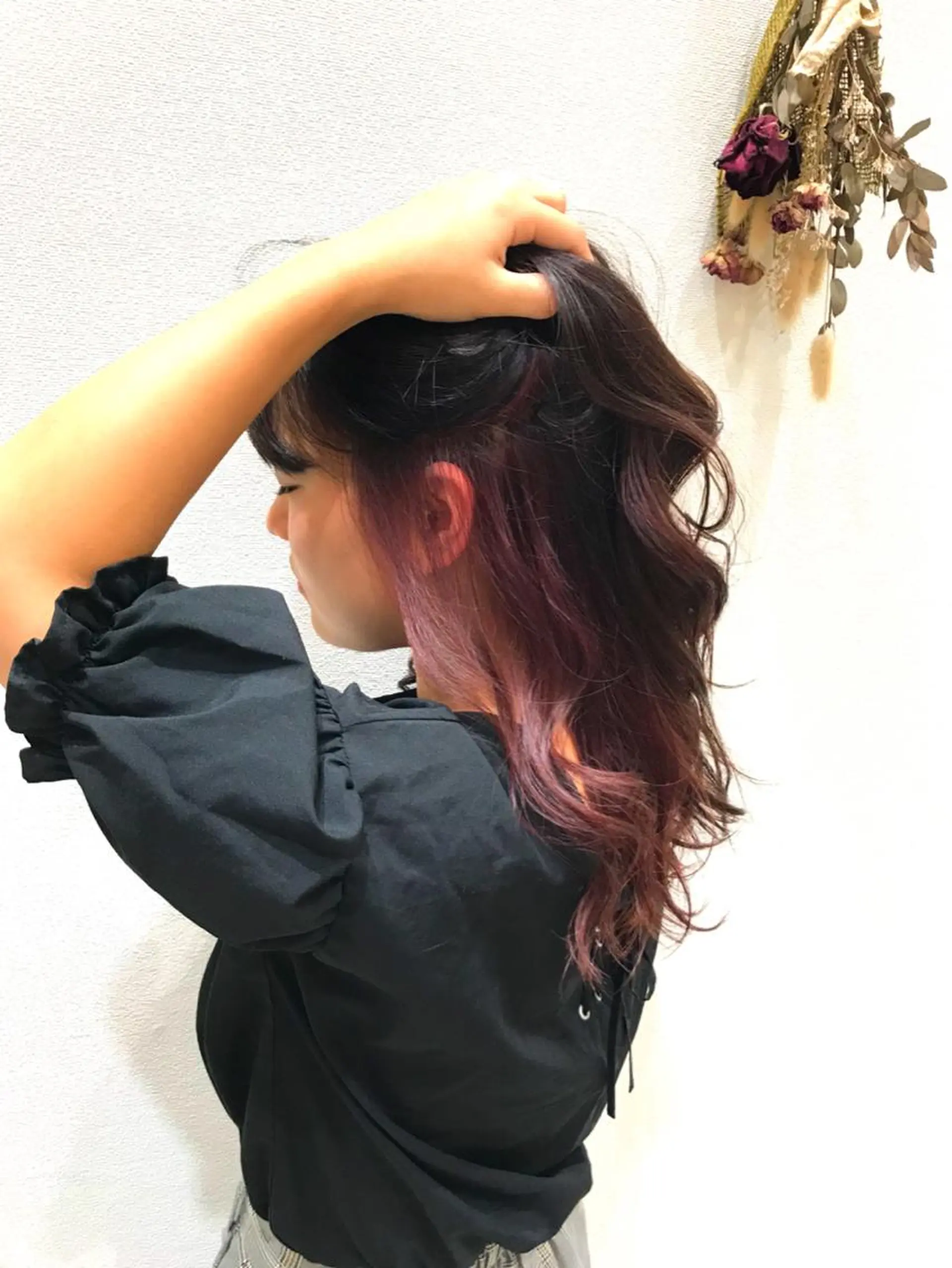 ロング カラー ヘアアレンジ ピンクカラー Miku❇️ フェイスレイヤーのヘアスタイル