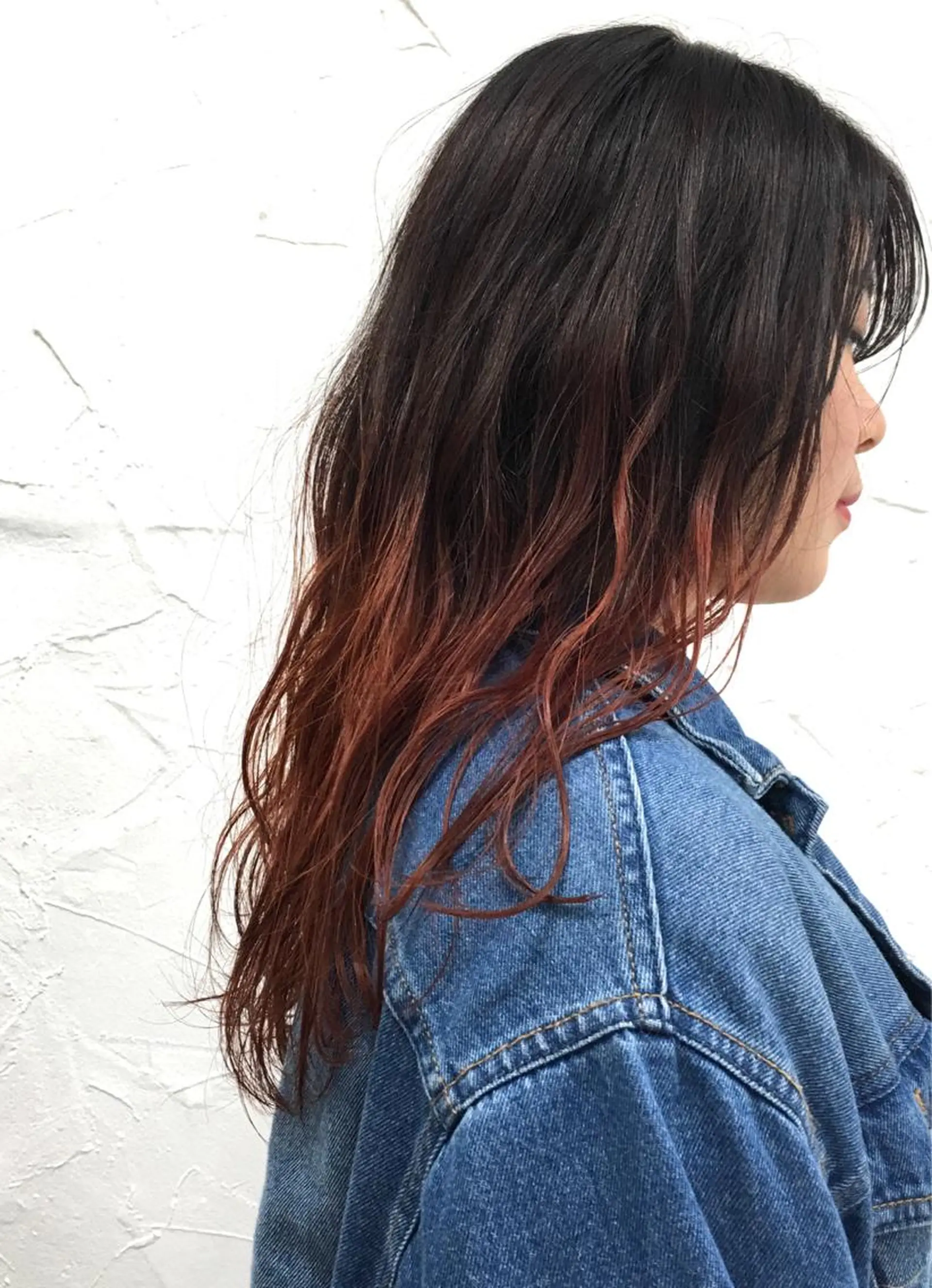 セミロング カラー オレンジ 大人垢抜け ダブルカラーのヘアスタイル