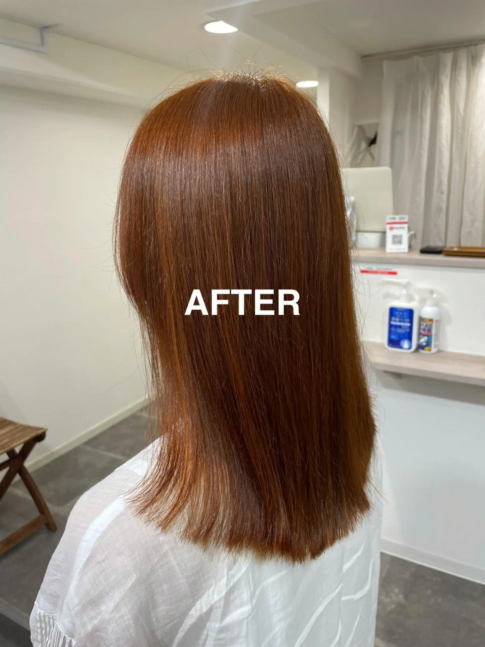 ミディアム カラー ブリーチ ブリーチなしカラー オレンジ カット ヘアカラー 森田 一平のヘアスタイル