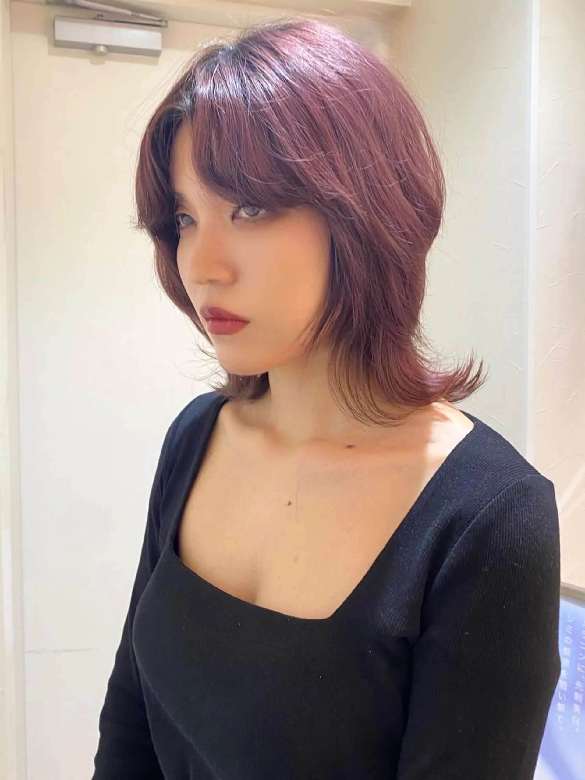 ミディアム カラー ベージュカラー カシス ピンクカラー ピンクベージュ ウルフカット ✨BASSA 【高田馬場】✨のヘアスタイル