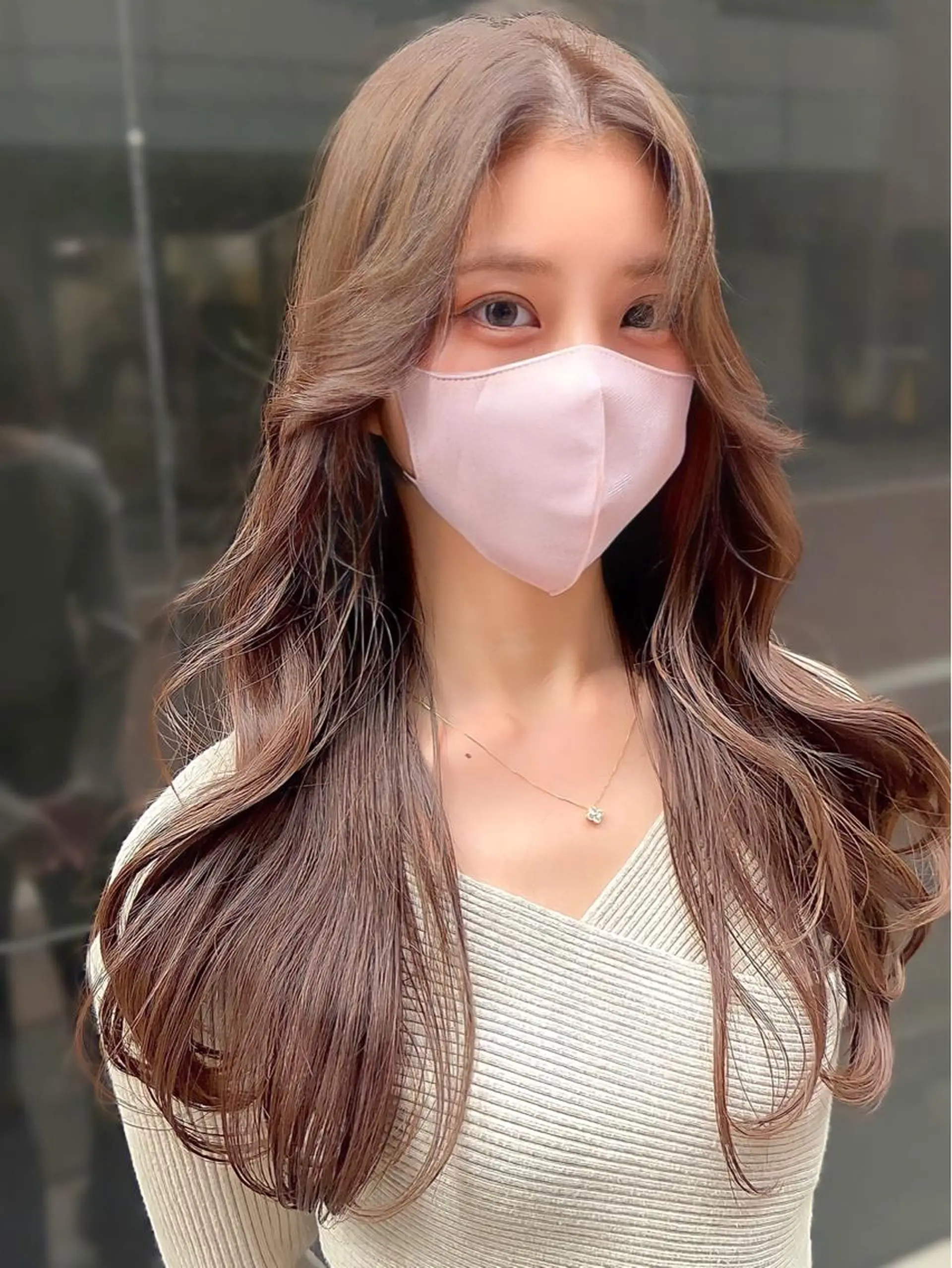 ロング カラー エギョモリ 顔まわりレイヤー 顔周りカット ヨシンモリ 韓国風ヘア カット ヘアカラー トリートメント 顔周り特化/韓国ヘア /レイヤー/吉野幸大のヘアスタイル