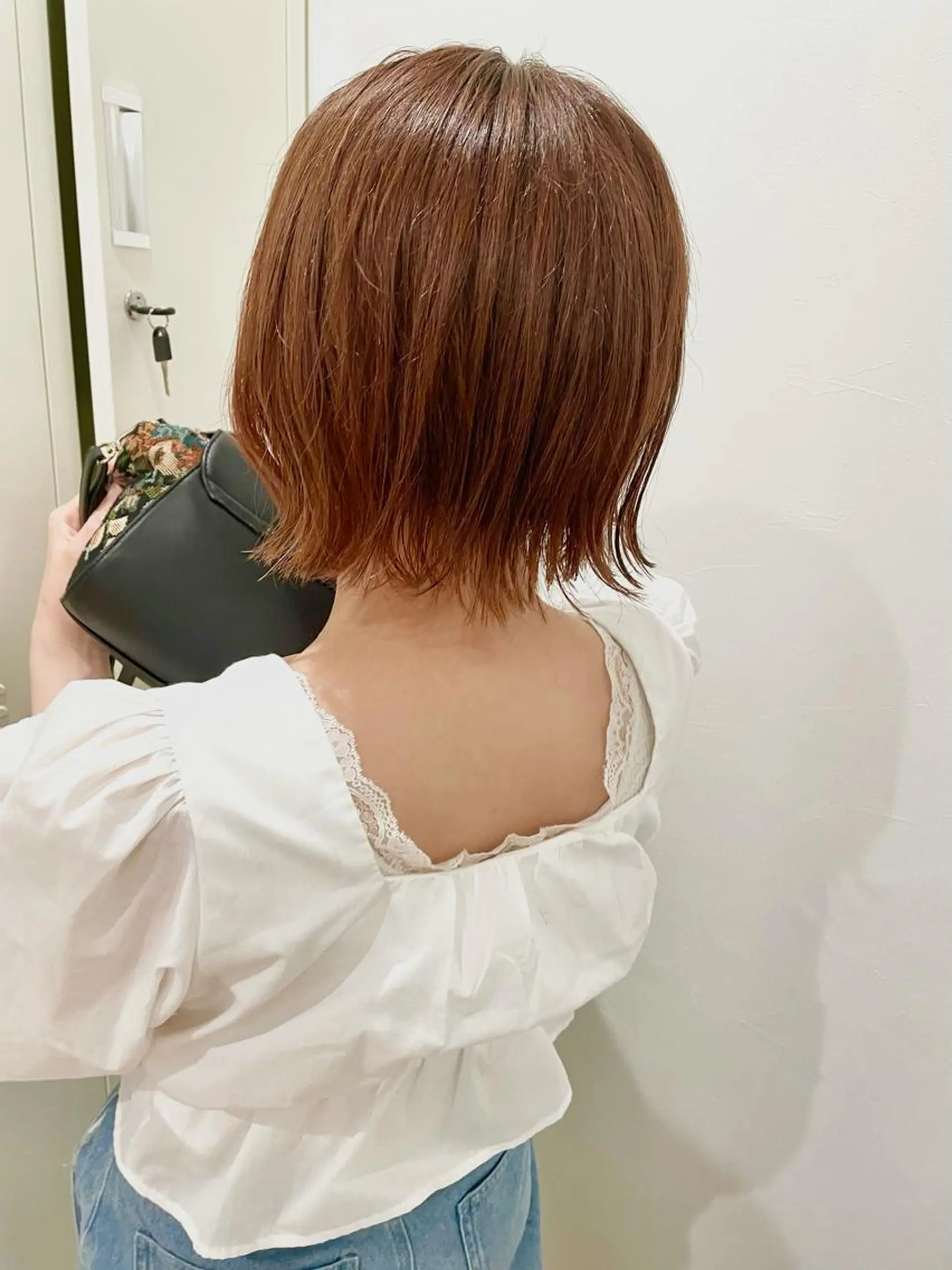 ミディアム カラー ブラウンカラー ショコラブラウン ボブ 外ハネヘア ヘアカラー 北九州美容室 🕊️わかな✂︎のヘアスタイル