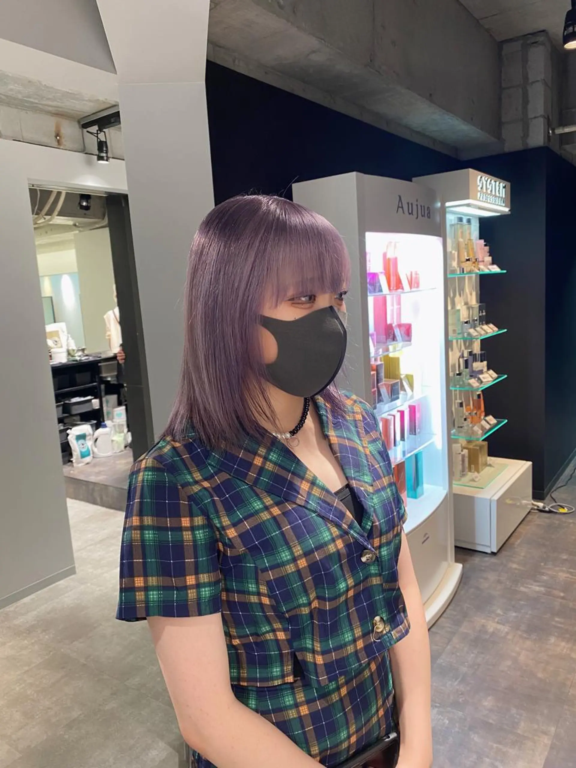 ミディアム カラー ラベンダーカラー ピンクカラー esu天満所属・esu 天満のヘアスタイル