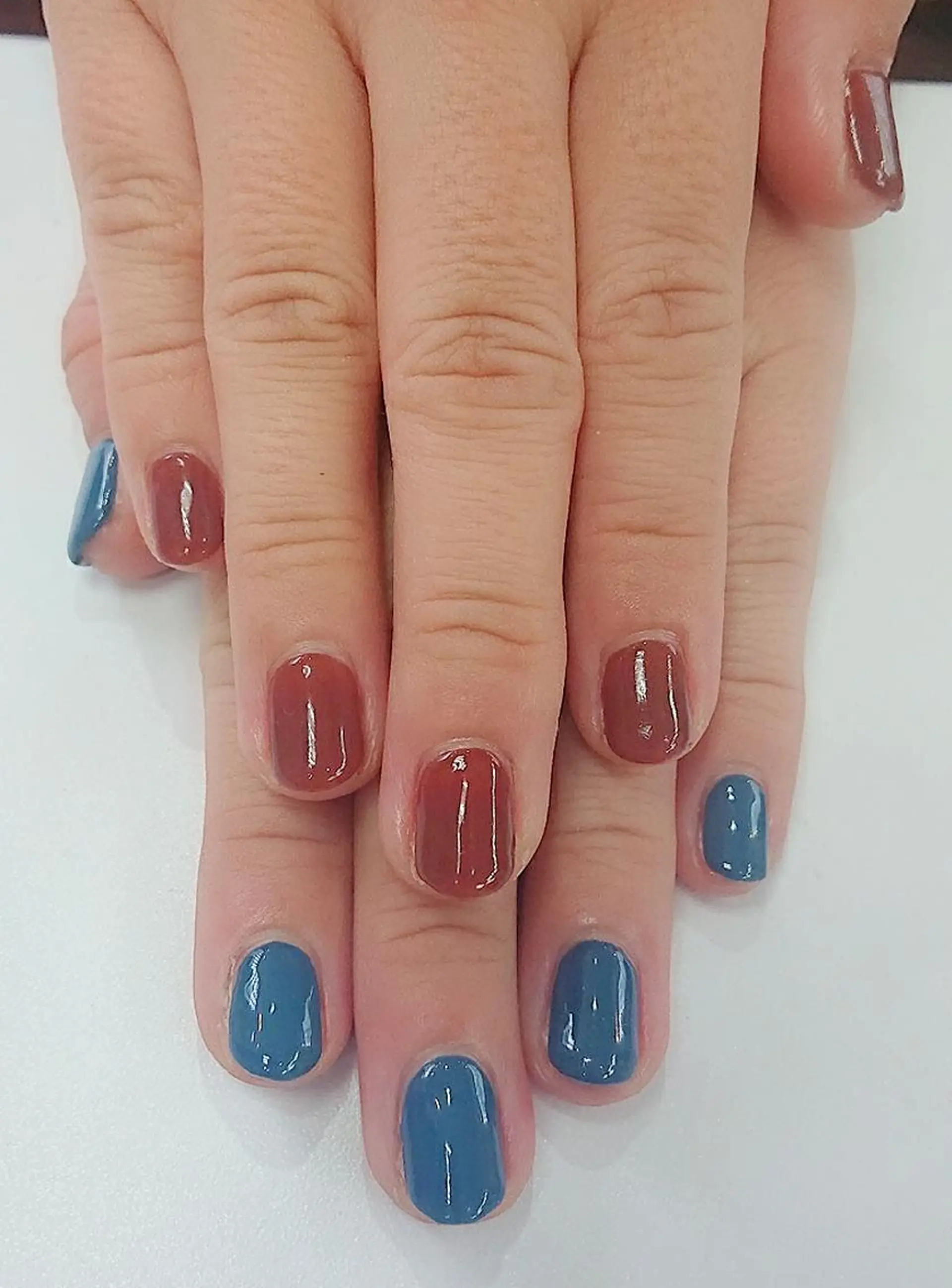 ネイル ブルー ブラウン 🍒当日もOK🍒 𝑳𝑼𝑵𝑨花井のネイルデザイン
