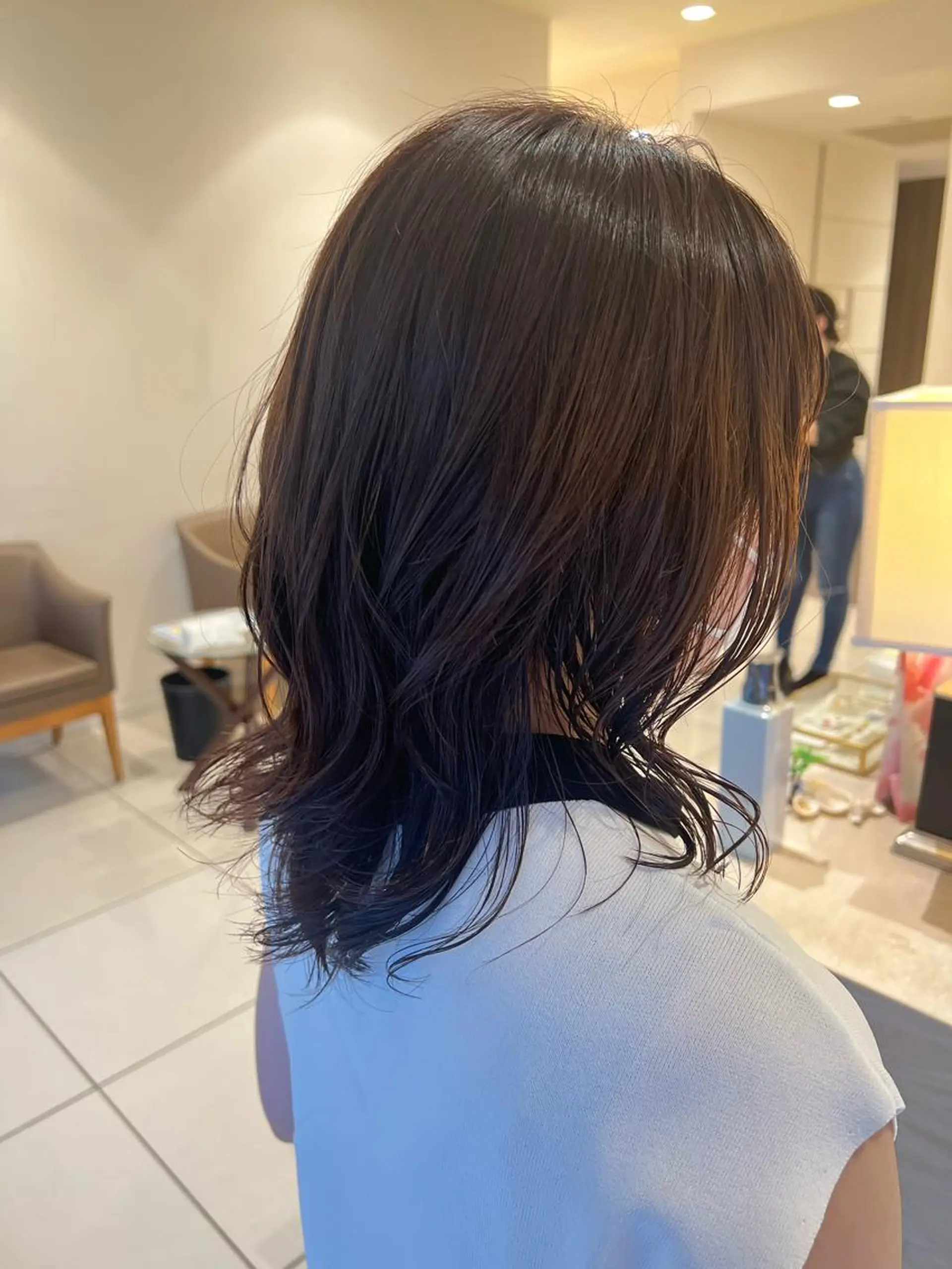 ミディアム パーマ 顔まわりカット🥀 原ちひろのヘアスタイル