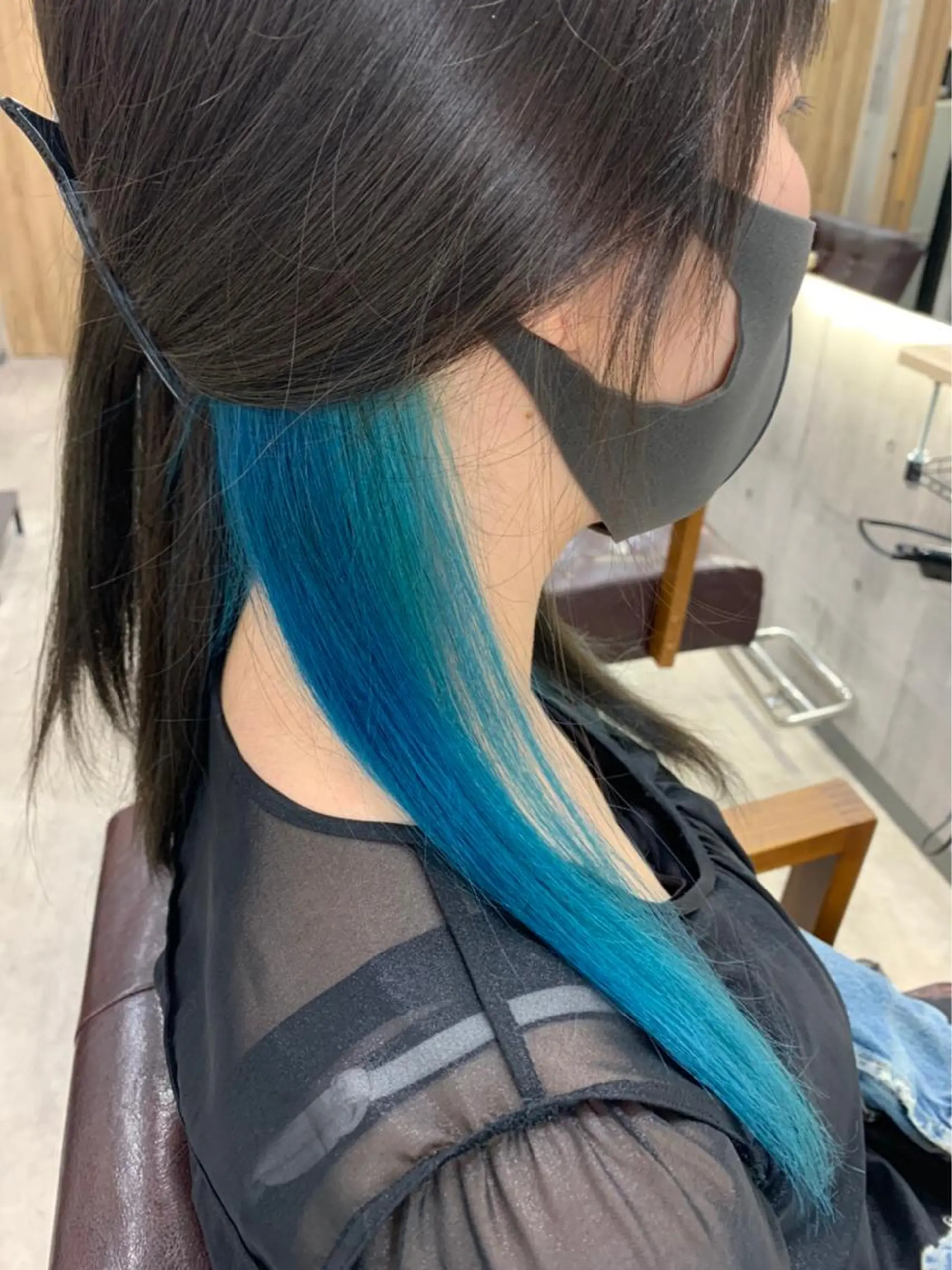 ロング カラー アクアカラー バレイヤージュ ブリーチ ブルーカラー ダブルカラー ヘアカラー hair salon mementoのヘアスタイル