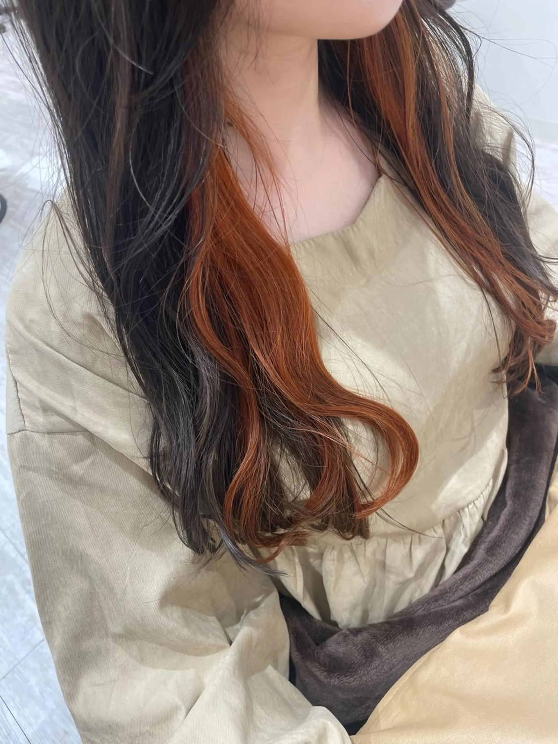 ロング カラー イヤリングカラー オレンジ カット ヘアカラー ボブ支持率NO1 🌈CHIKAのヘアスタイル