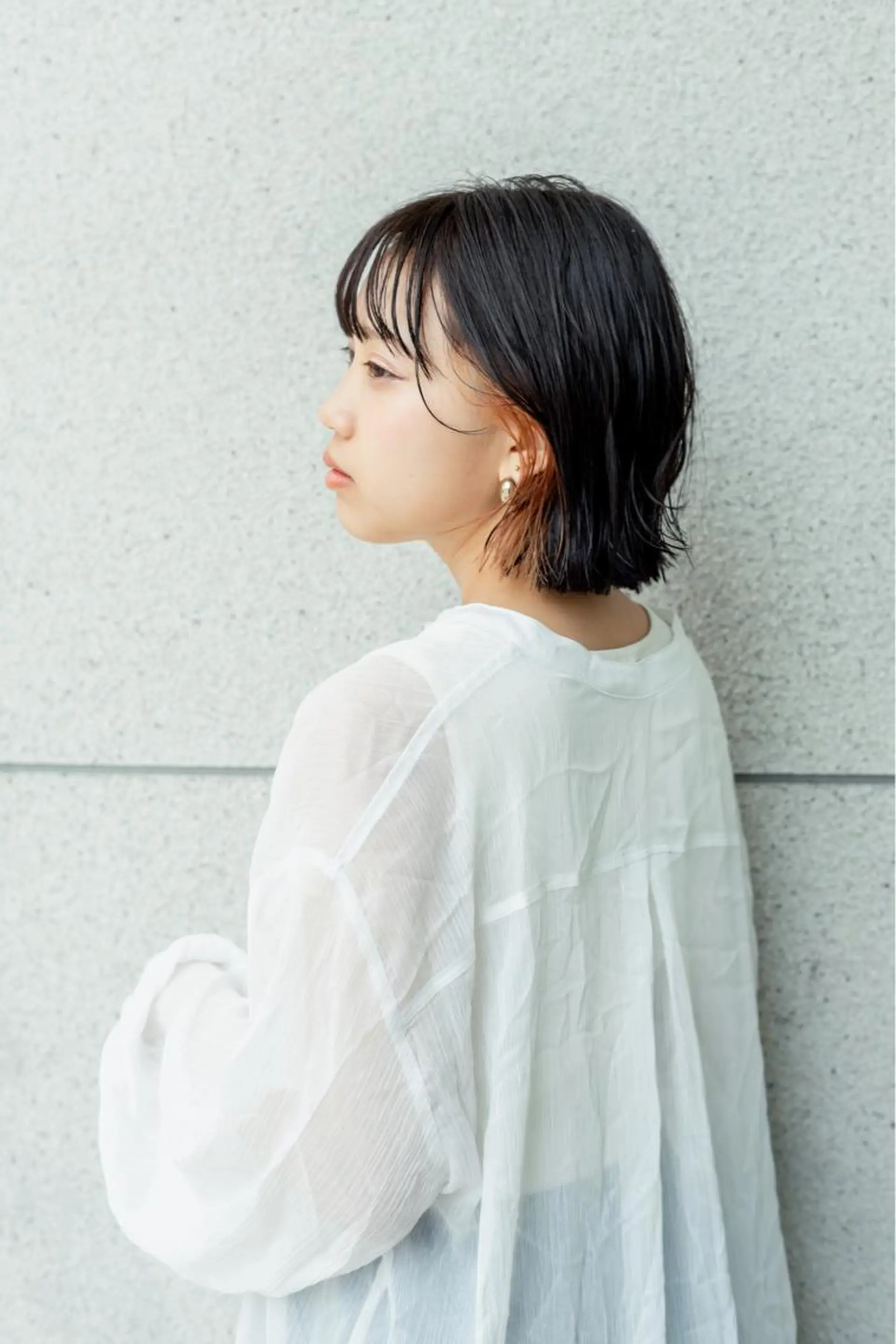 ショート アッシュ ボブ くびれヘア ハイライト レイヤーカット 透明感／髪質改善 遠藤良祈のヘアスタイル