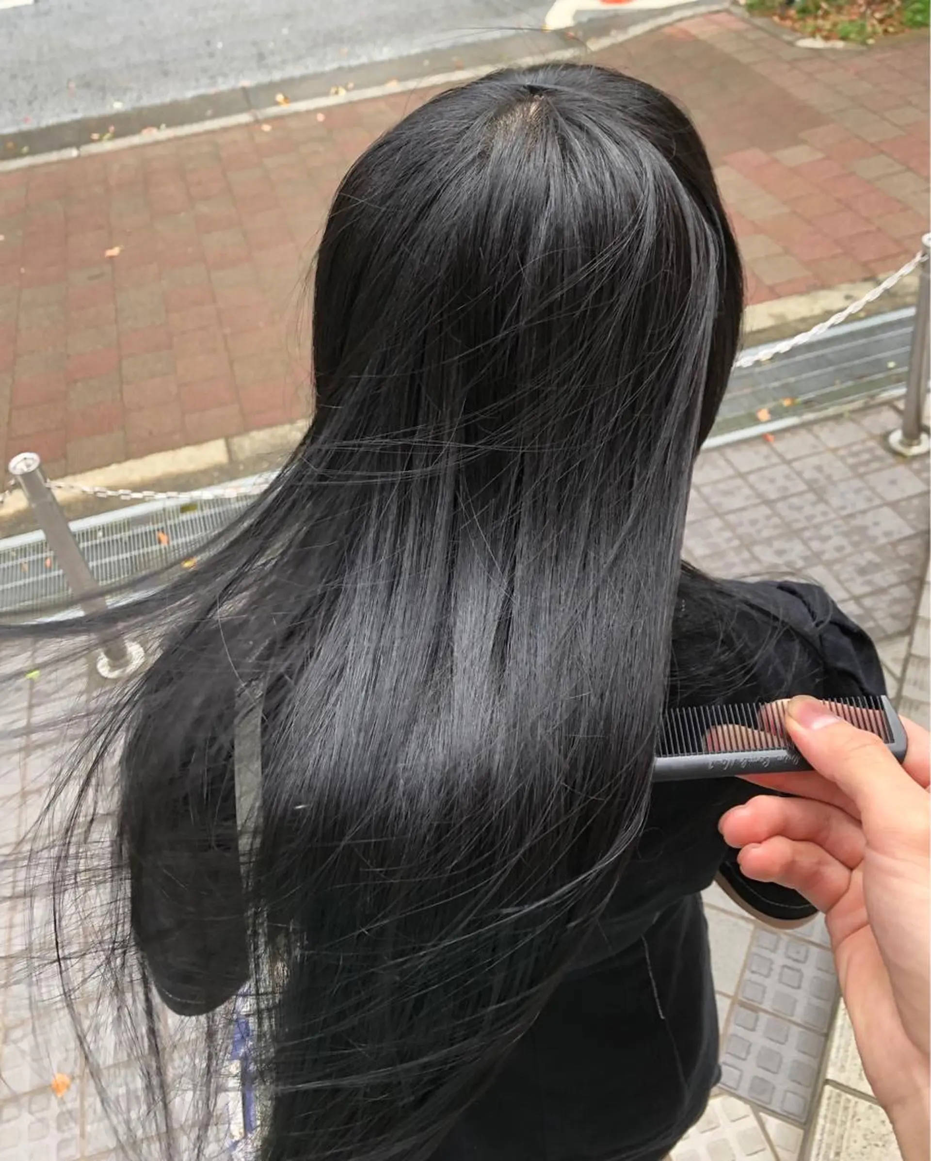 ロング カラー ハイダメージ毛 縮毛矯正のヘアスタイル
