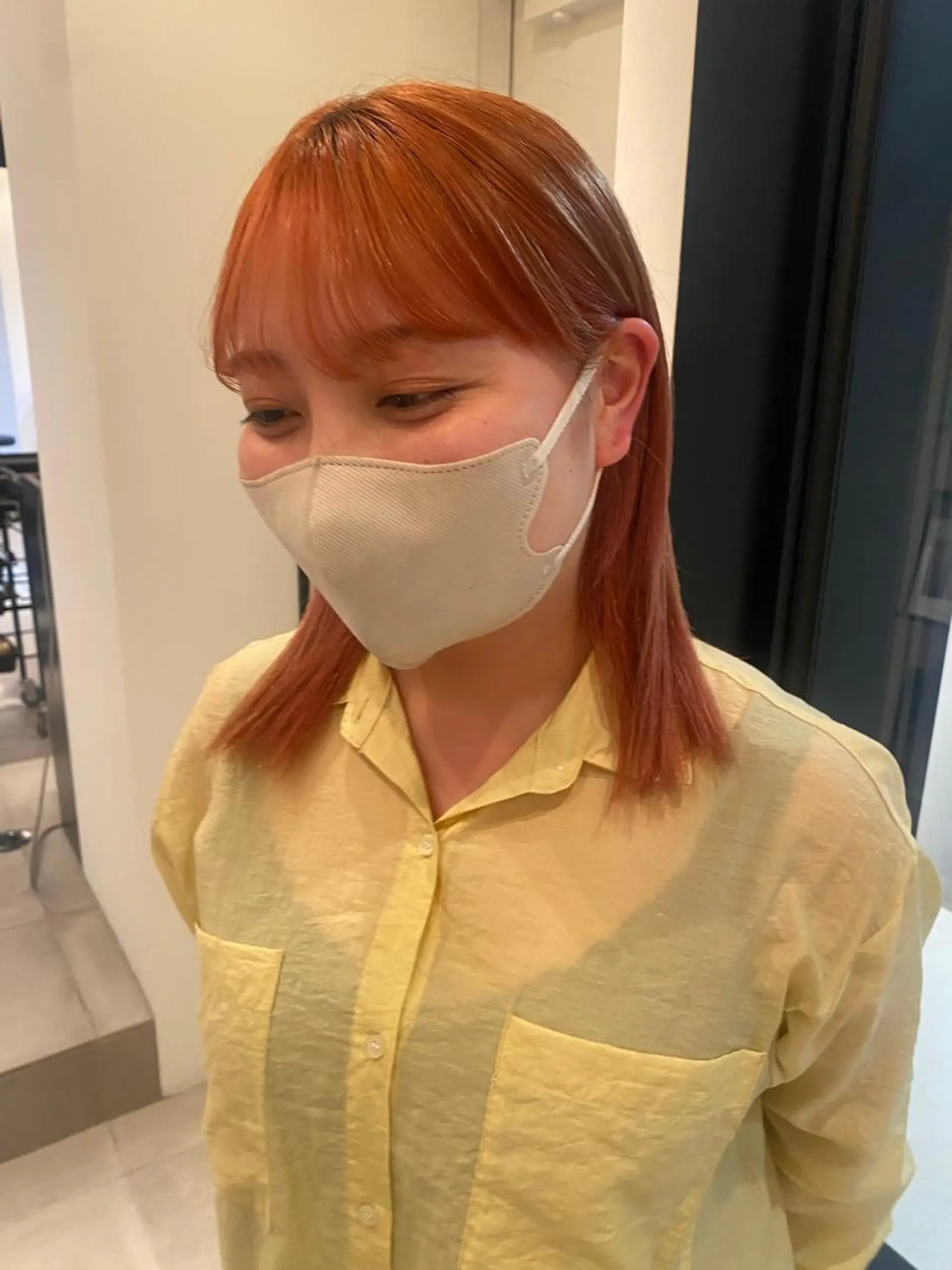セミロング カラー オレンジ ✨Riria✨ ブリーチなしカラーのヘアスタイル