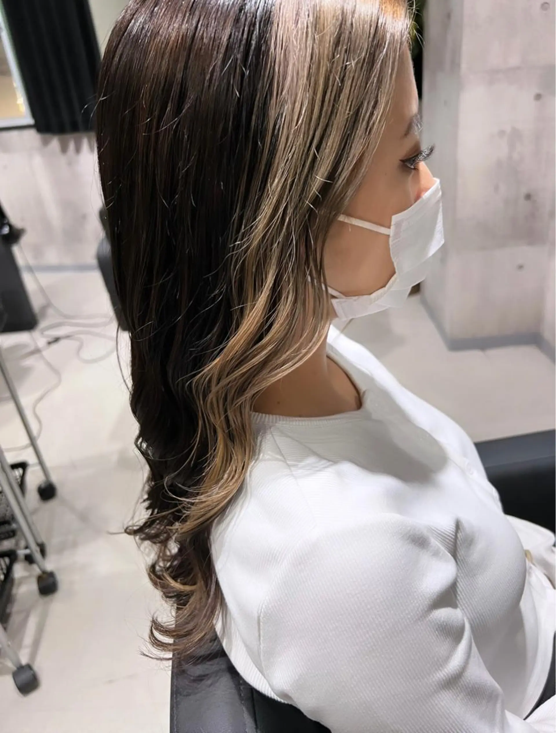 セミロング カラー ヘアアレンジ ミストバング  フェイスフレーミング 髪質改善_WHITE RYUSUKEのヘアスタイル