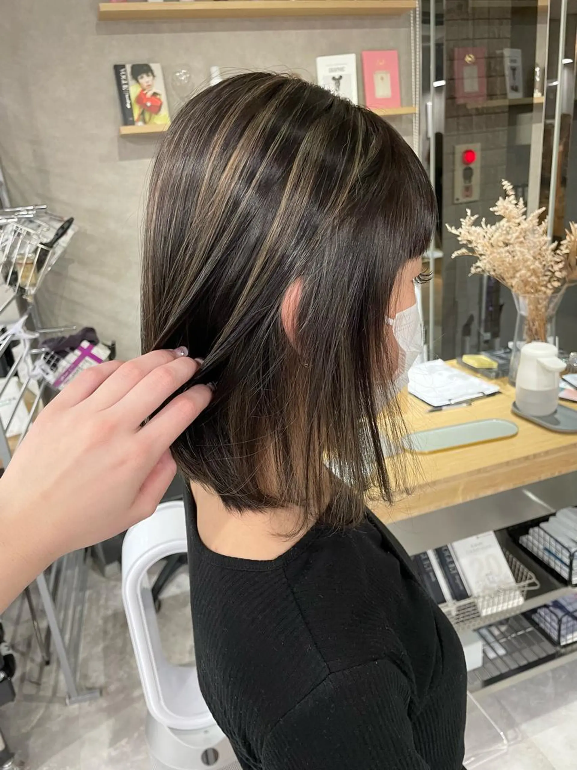 ミディアム ハイライト REDEAL SHIBUYA所属・maya/レイヤー カット/ミインパーマのヘアスタイル