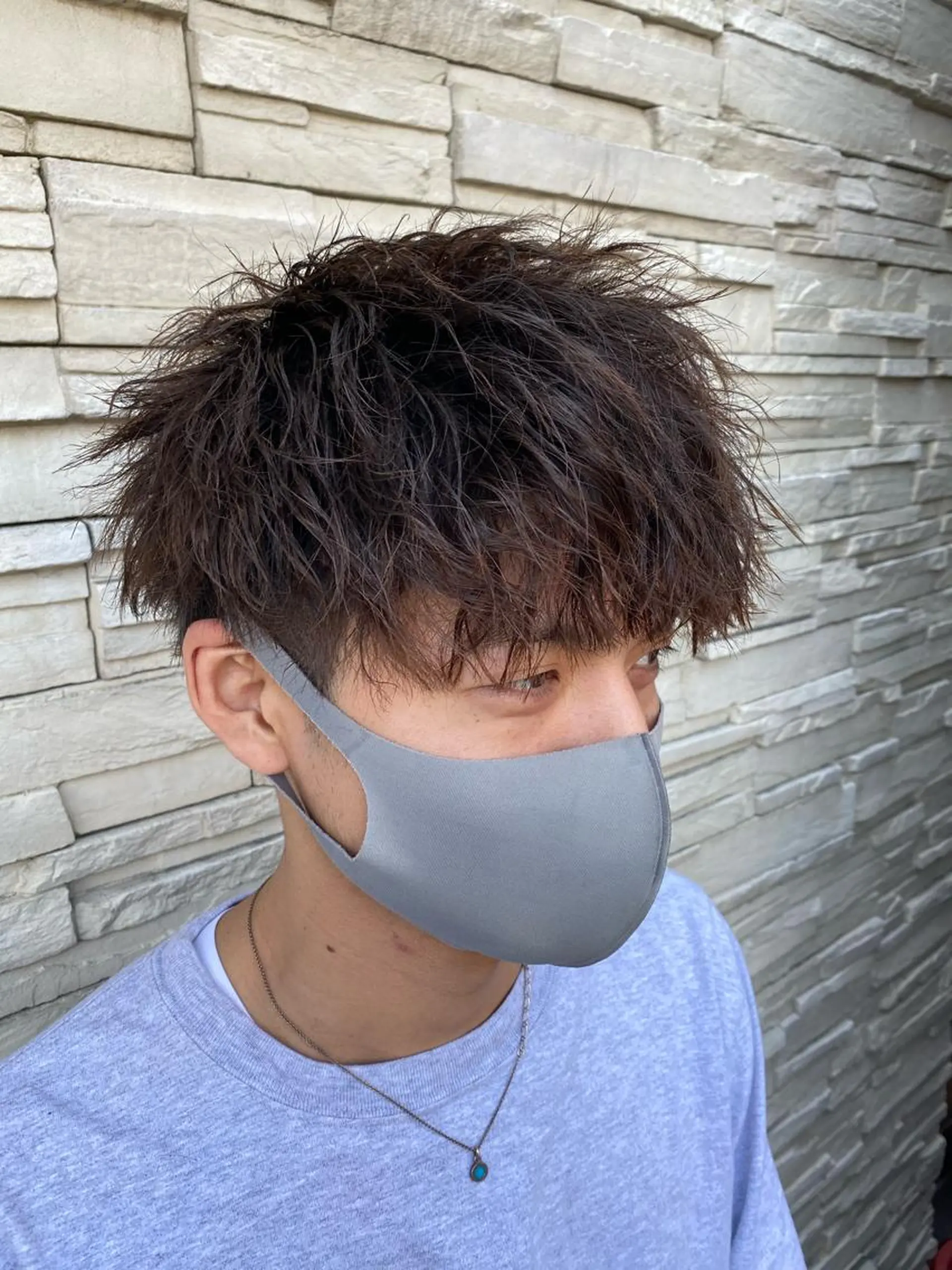 ショート パーマ メンズ マッシュ メンズパーマ 塩谷黎✨ブリーチ無W カラーメンズパーマ✨のヘアスタイル