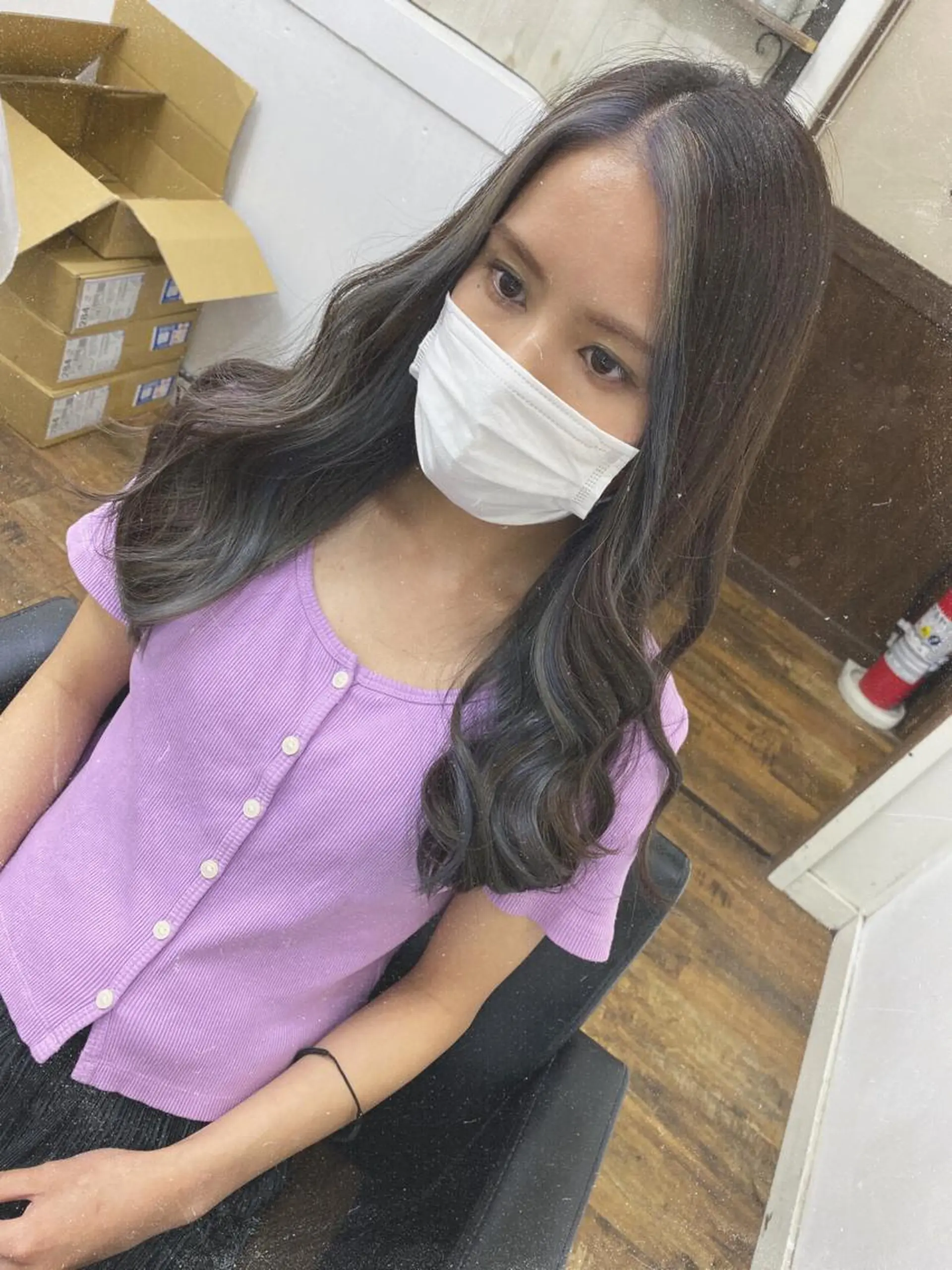 セミロング カラー ミストバング イヤリングカラー  フェイスフレーミング インナーカラー アンククロス kyokaのヘアスタイル