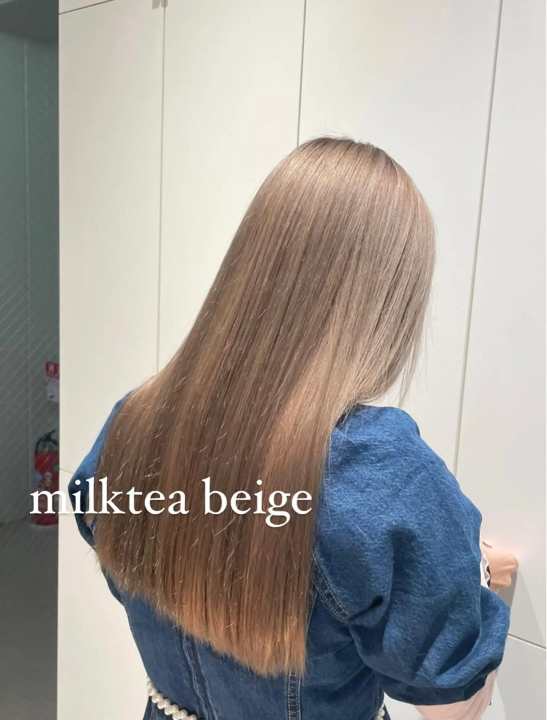 ロング カラー ベージュカラー ブリーチ グレージュ ミルクティーベージュ ヘアカラー トリートメント レイヤー/韓国ヘア 💎Nokaのヘアスタイル