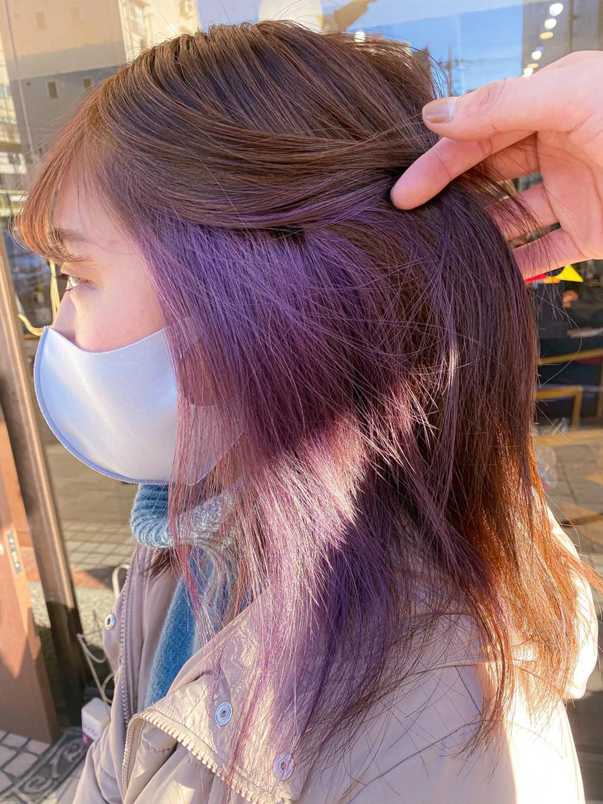 ミディアム カラー ブリーチ イヤリングカラー パープルカラー カット ヘアカラー 【店長】野呂 隼人のヘアスタイル