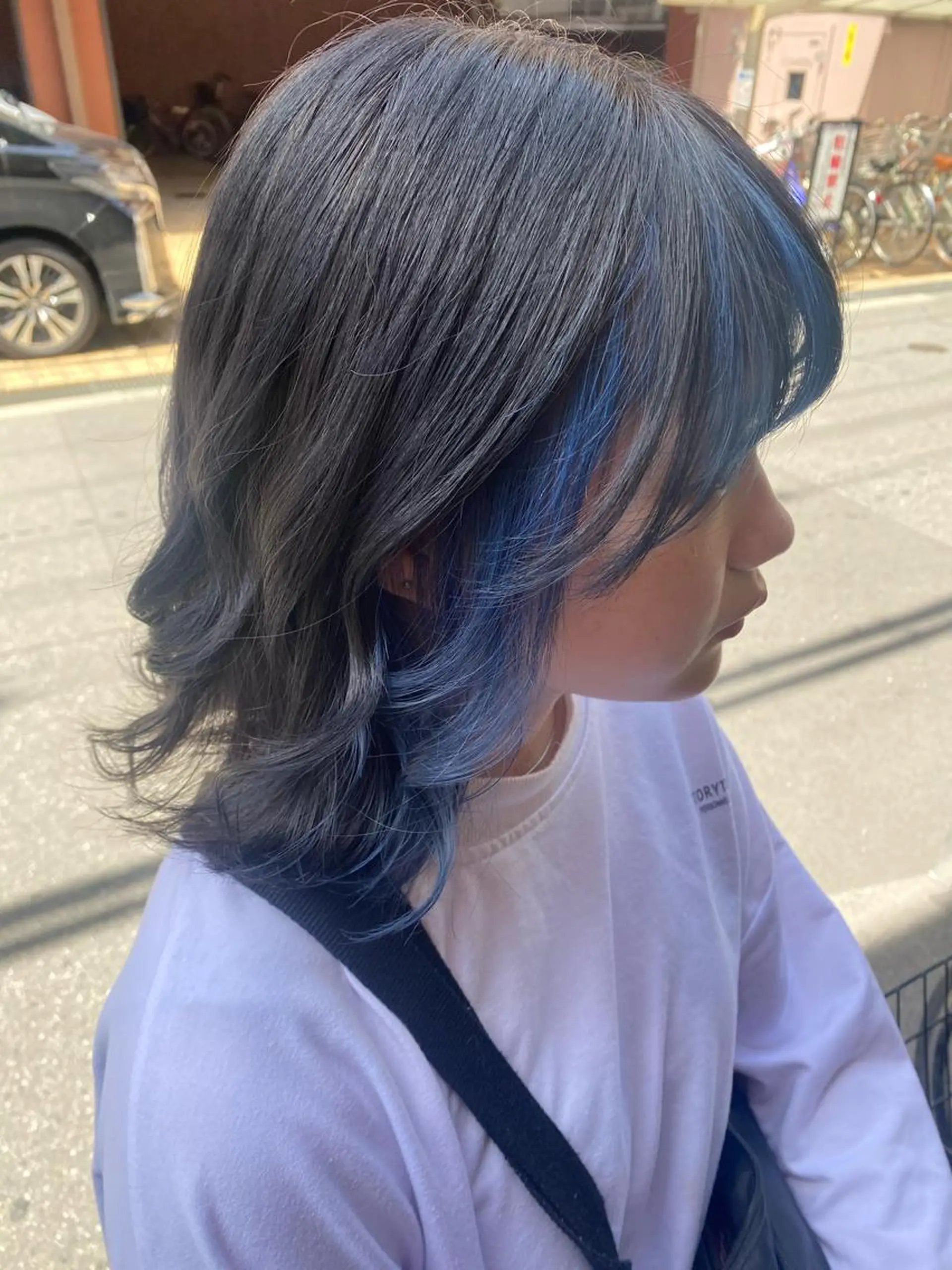 セミロング ミストバング ヘアカラー トリートメント 艶髪ハイトーン特化 梅田美容室SLYのヘアスタイル