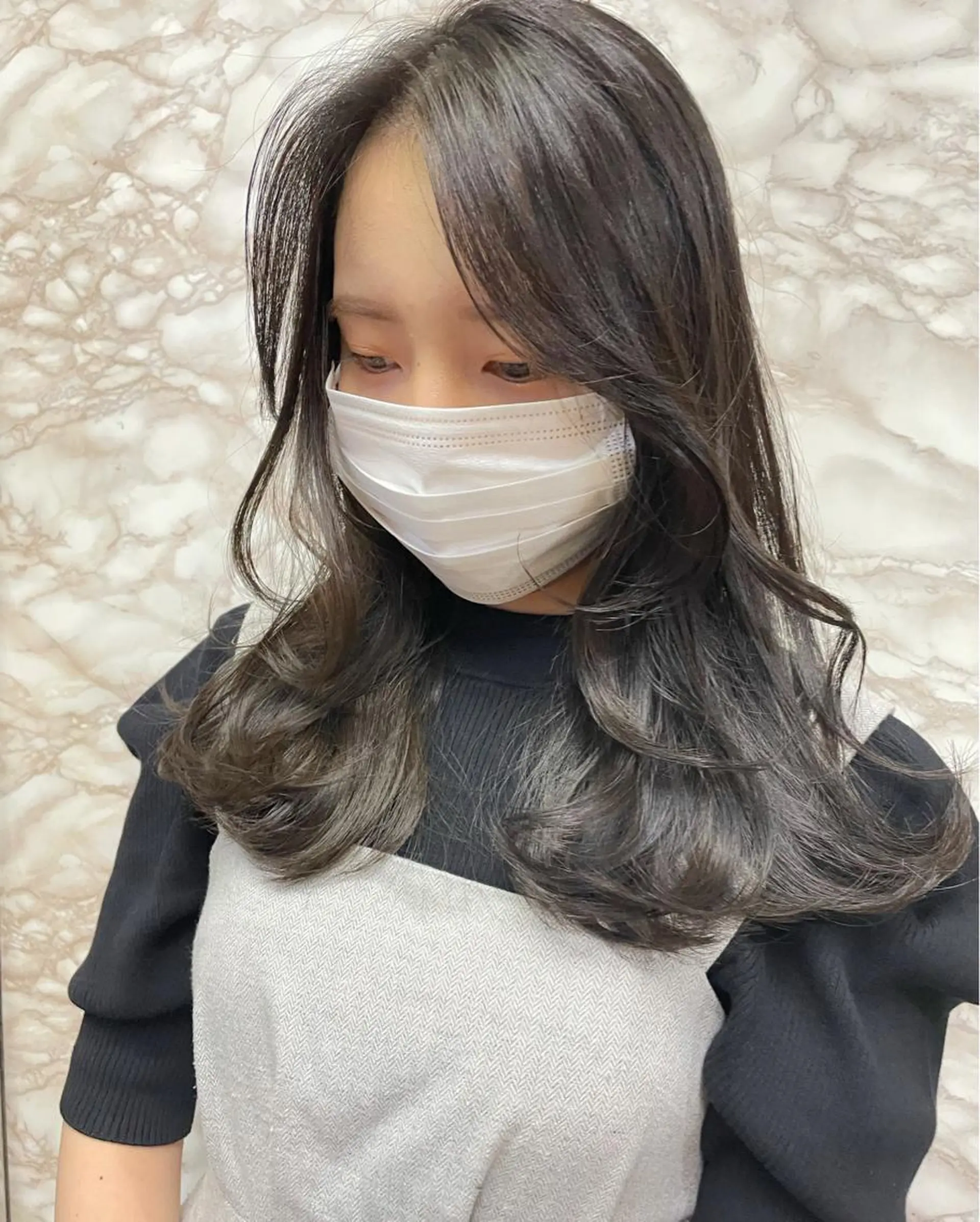 ミディアム カラー ベージュカラー ラベンダーカラー ラベンダーベージュ フレンチガーリー 髪質改善 YEAU　PLUS所属・極上の艶髪 RINAのヘアスタイル