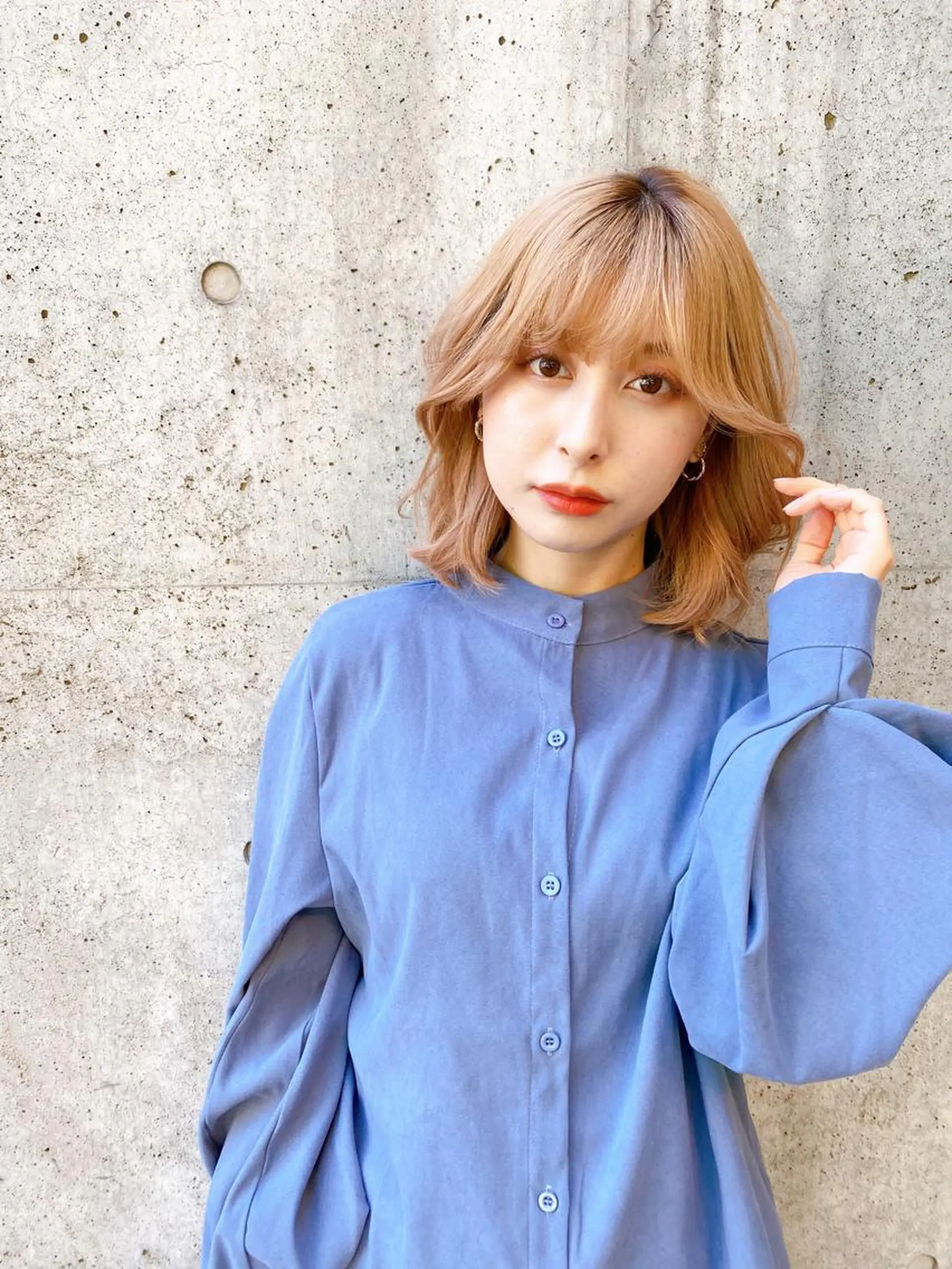 ミディアム カラー ベージュカラー ピンクカラー ピンクベージュ ヨシンモリ ヘアカラー 透明感・ハイトーン・ 艶カラー/若林のヘアスタイル